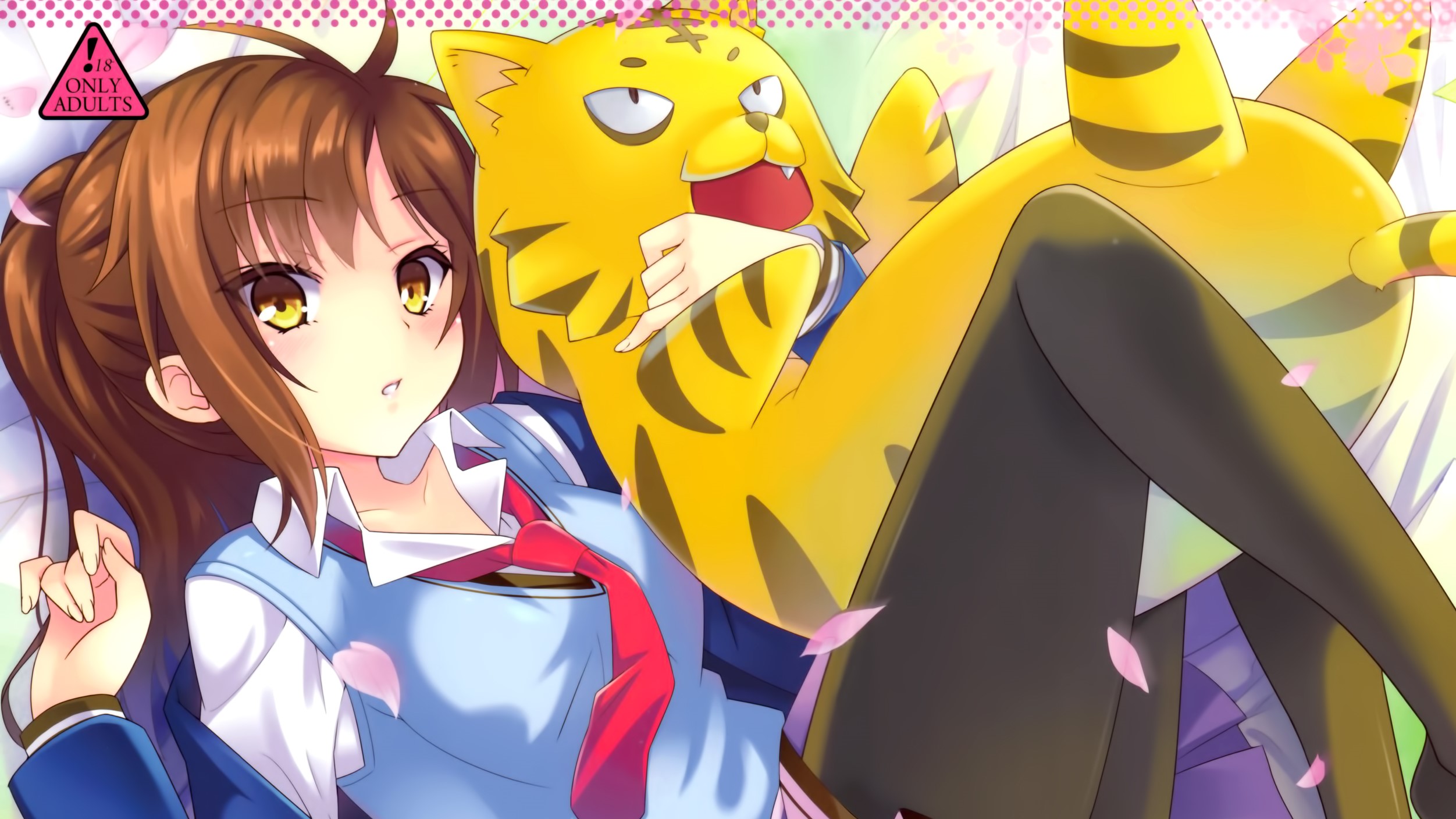 Nanami Aoyama with a tiger plush HD Wallpaper