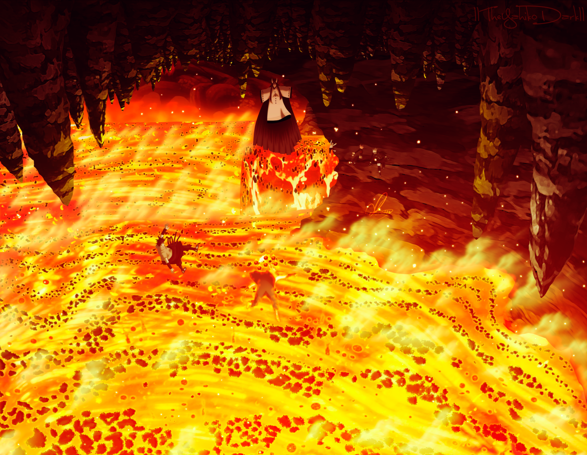 Kaguya Ōtsutsuki in a Lava Cave HD Wallpaper