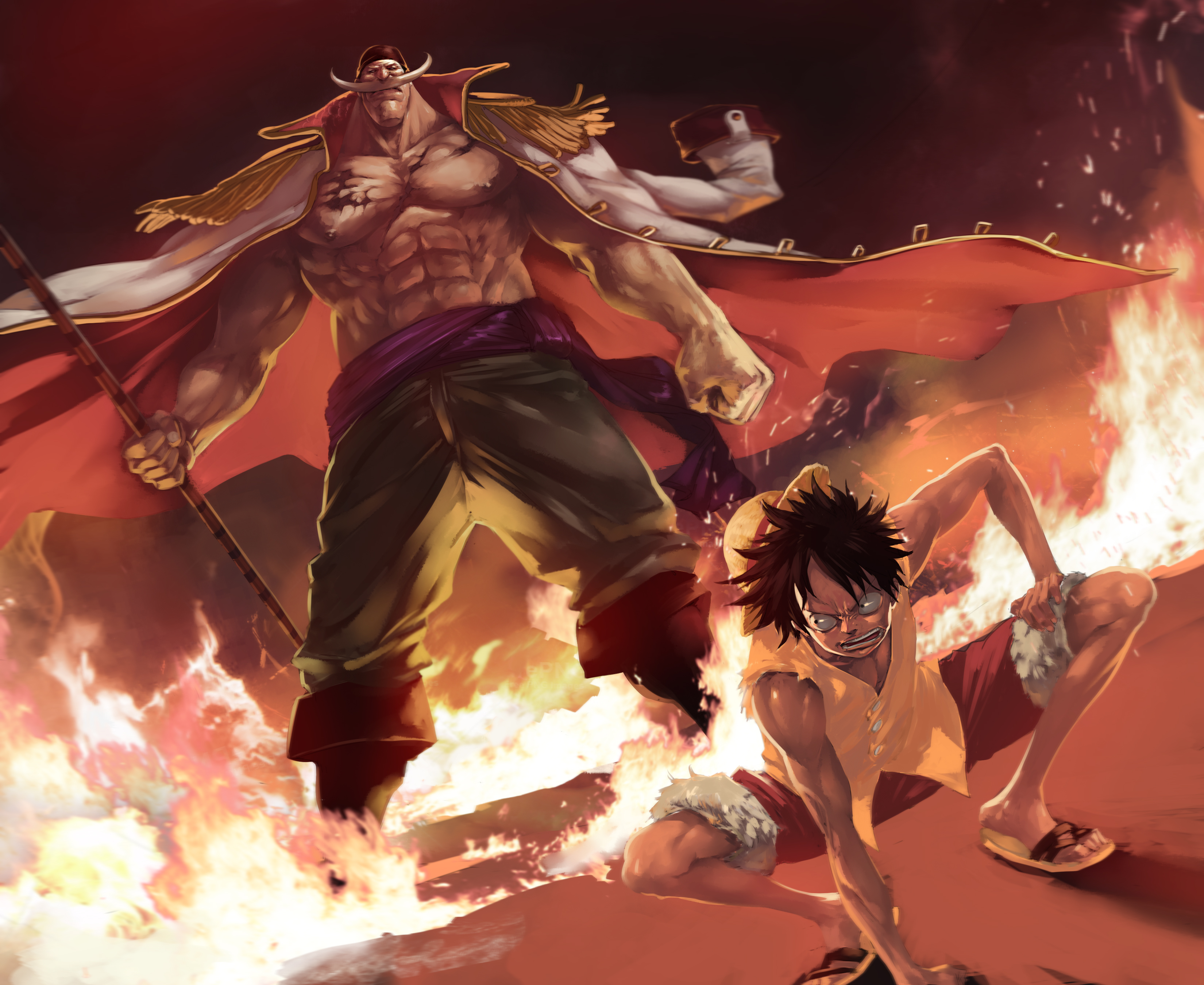 Whitebeard and Luffy from One Piece HD Wallpaper