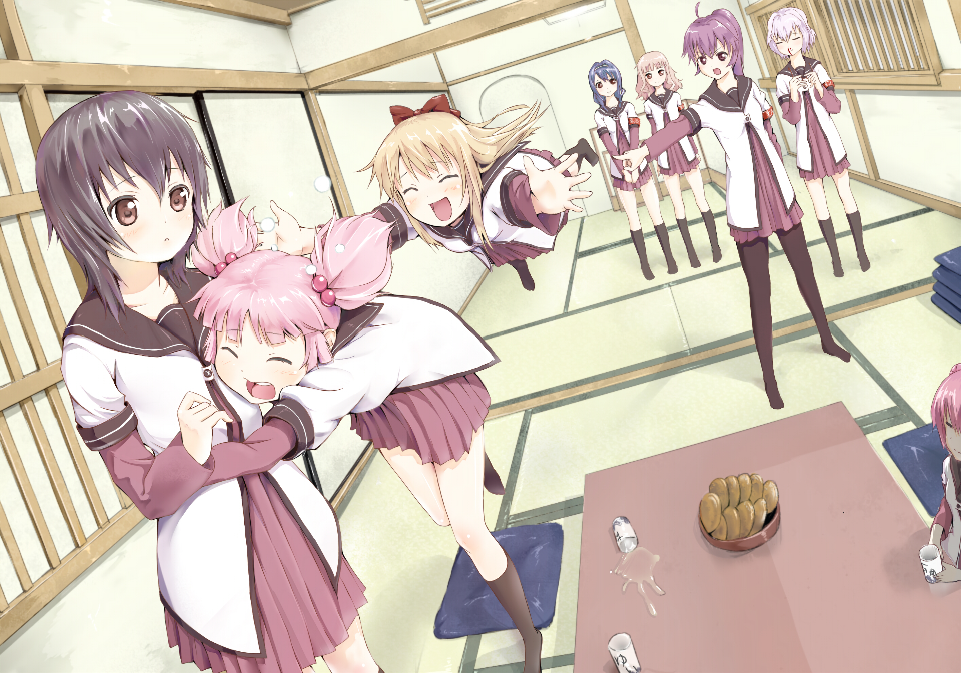 Kyouko Toshinou and friends in a room HD Wallpaper