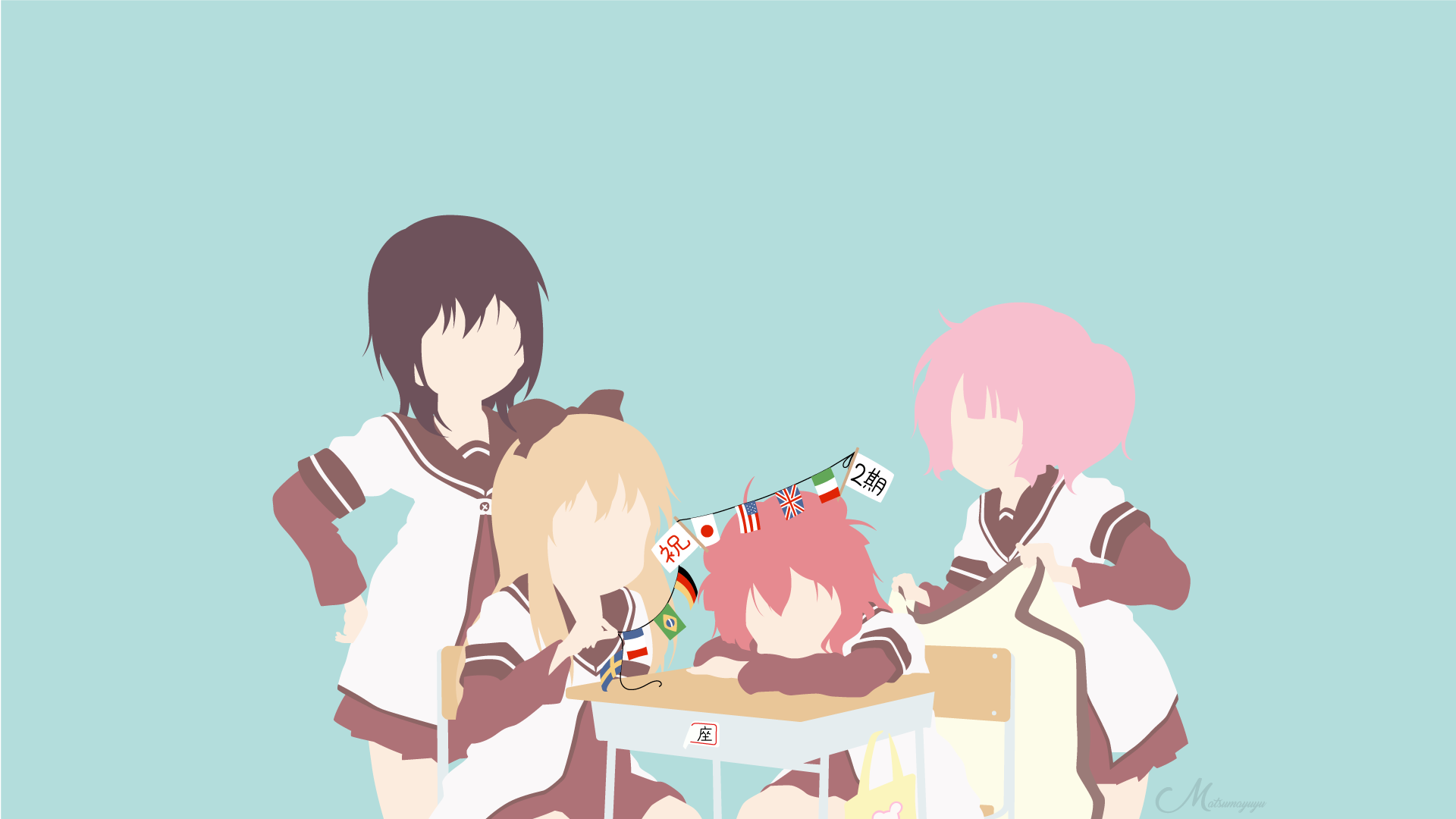 Kyouko Toshinou and friends at school HD Wallpaper