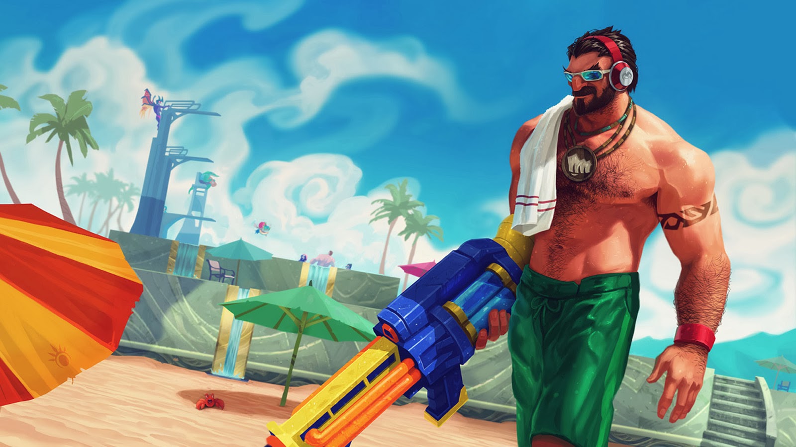 Graves from League of Legends with a water gun HD Wallpaper