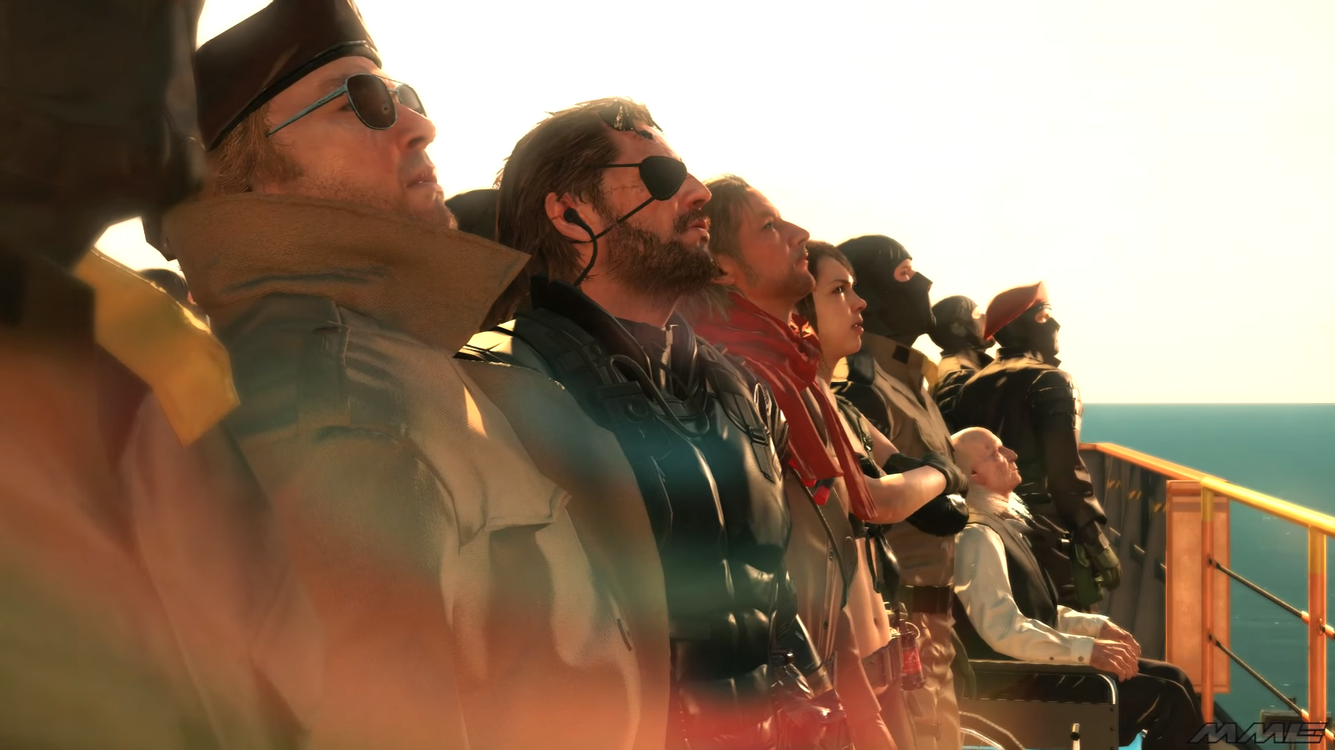 Big Boss and soldiers on a ship deck HD Wallpaper