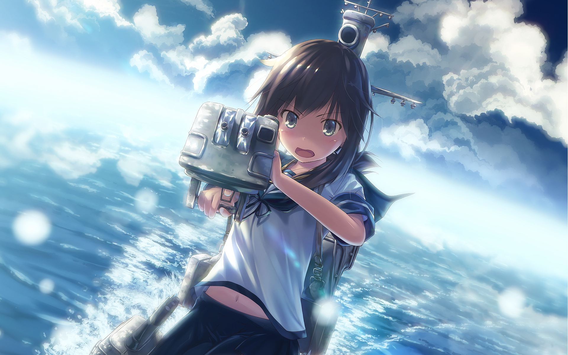 Fubuki from Kancolle holding a weapon HD Wallpaper