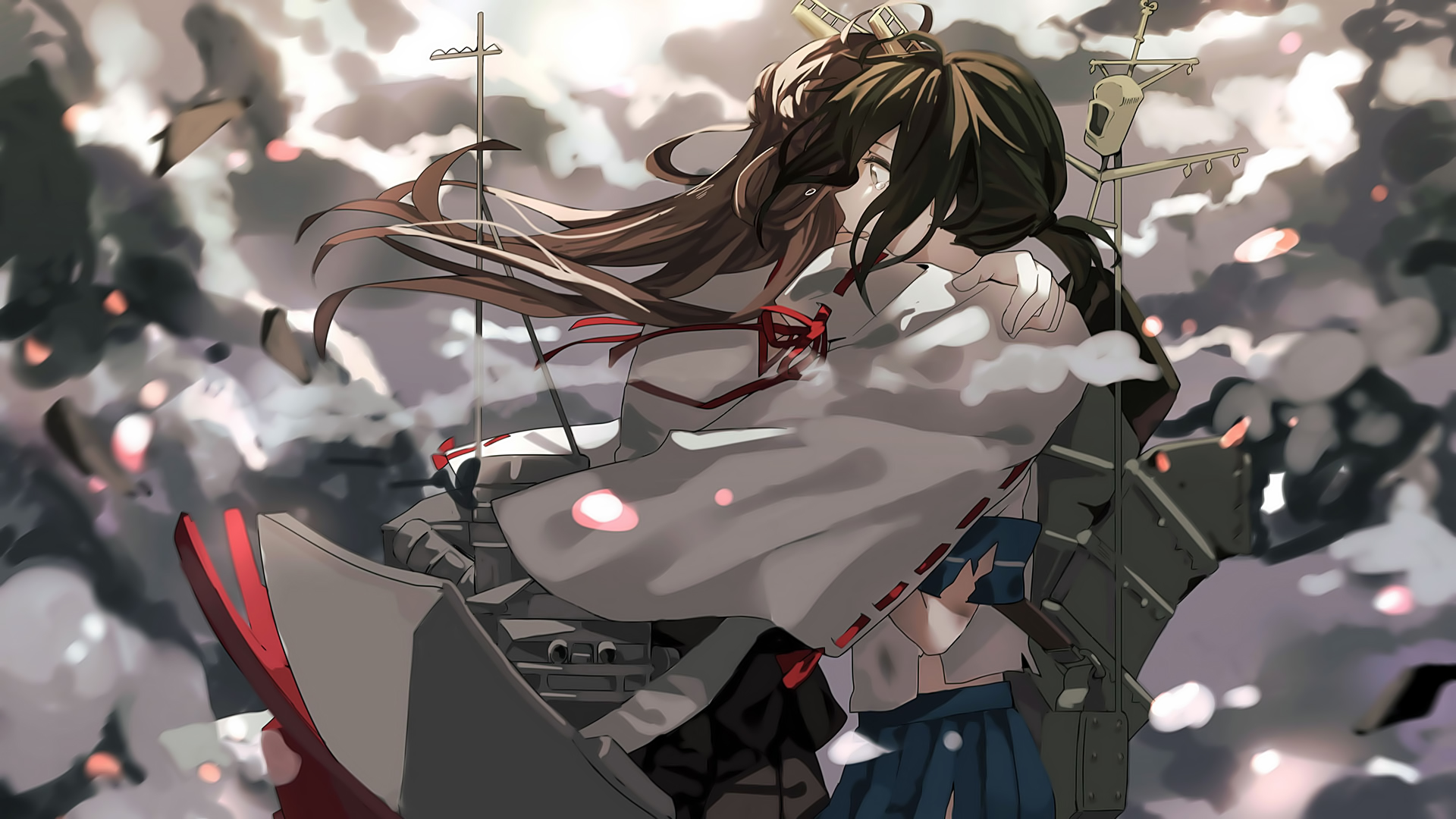 Fubuki from Kancolle embracing another girl HD Wallpaper