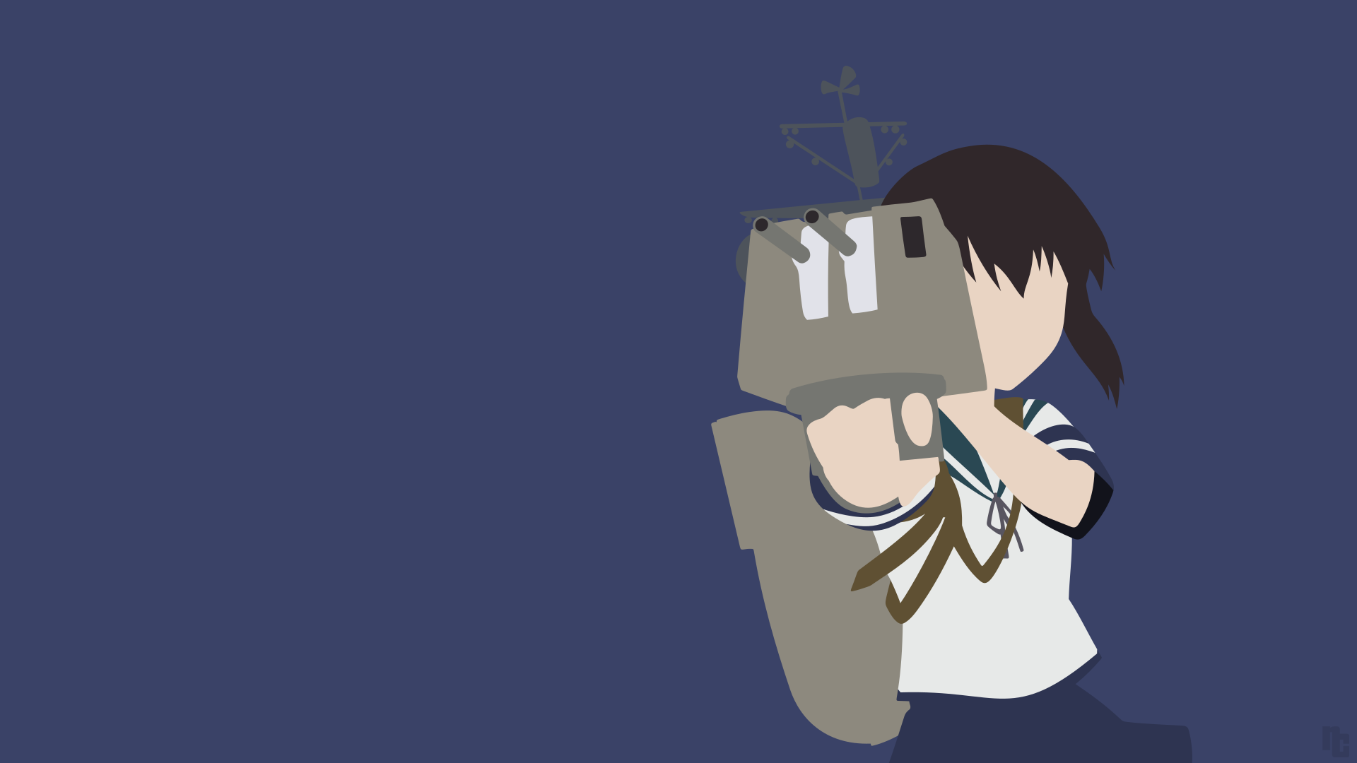 Fubuki from Kancolle holding a weapon HD Wallpaper