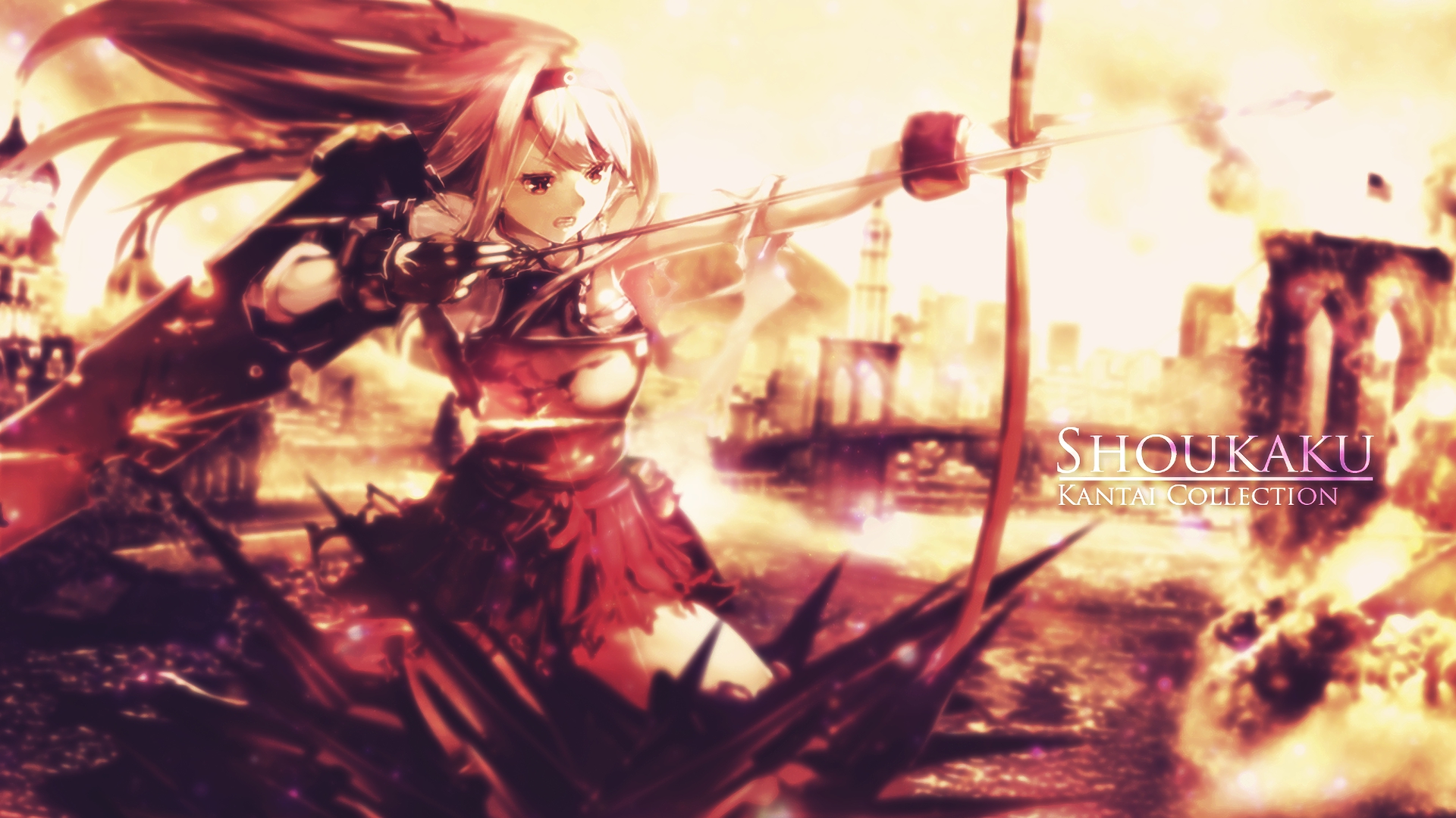 Shoukaku from Kantai Collection firing a bow HD Wallpaper