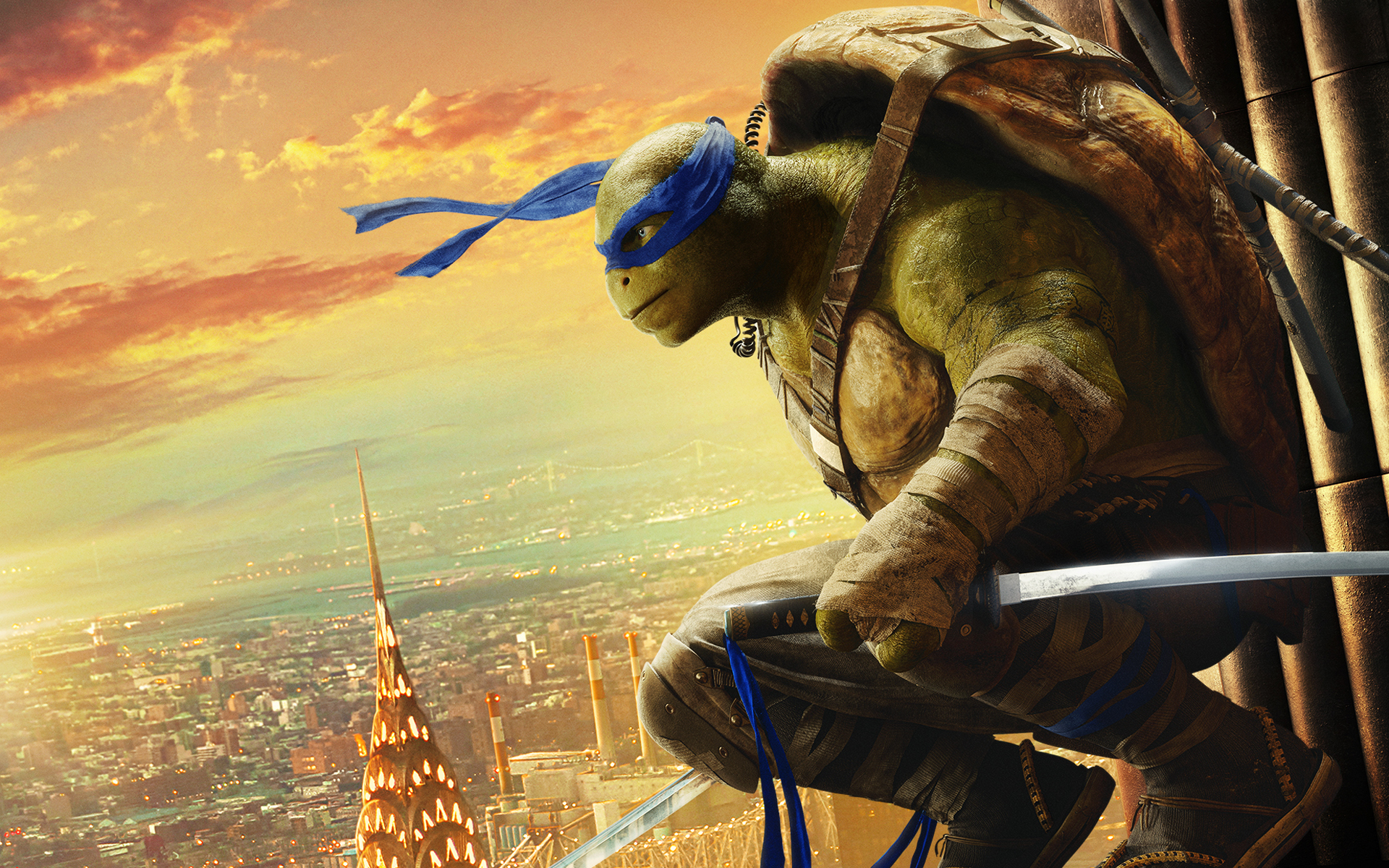 Leonardo from Teenage Mutant Ninja Turtles on a skyscraper HD Wallpaper