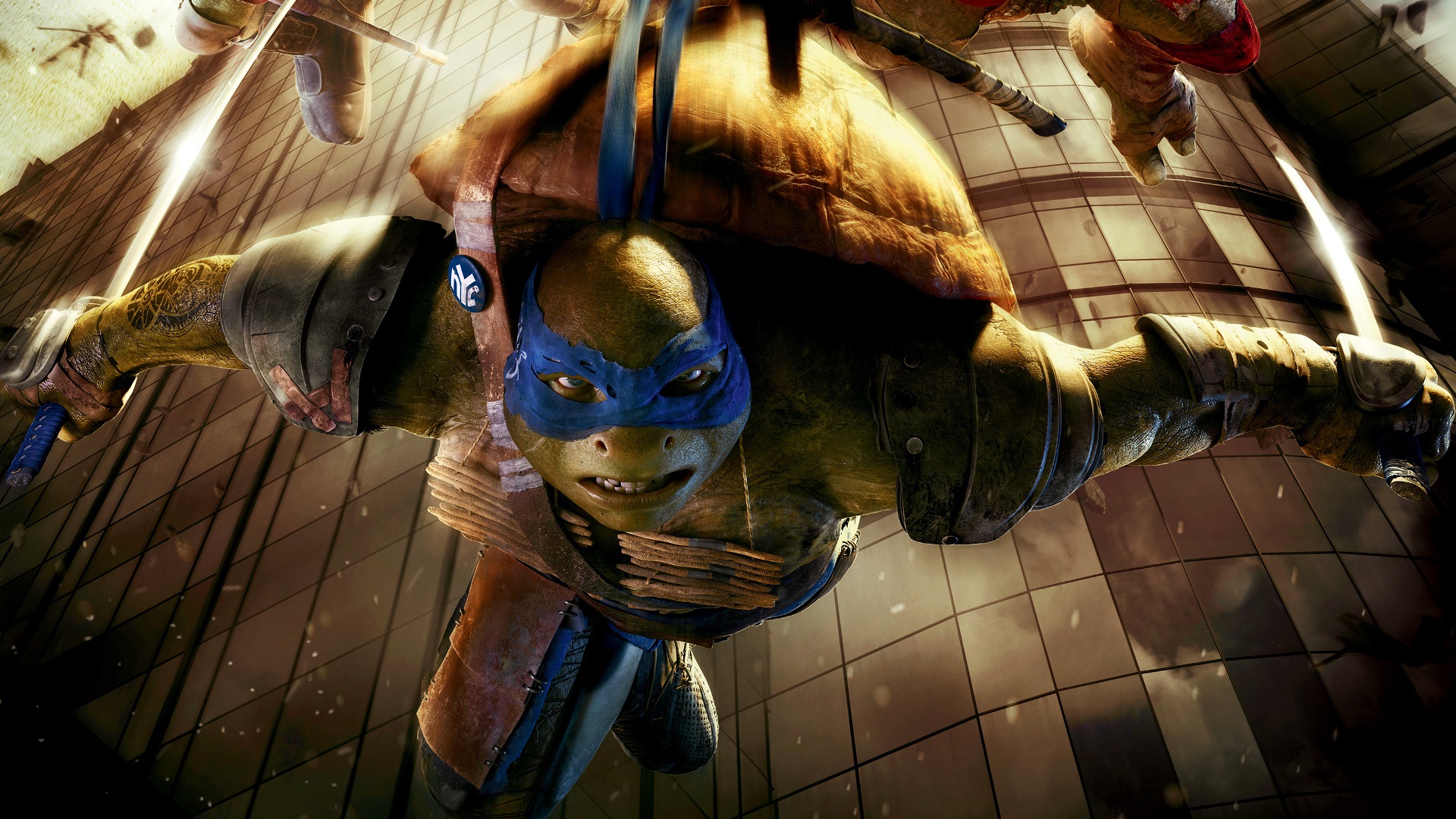 Leonardo from Teenage Mutant Ninja Turtles in action HD Wallpaper