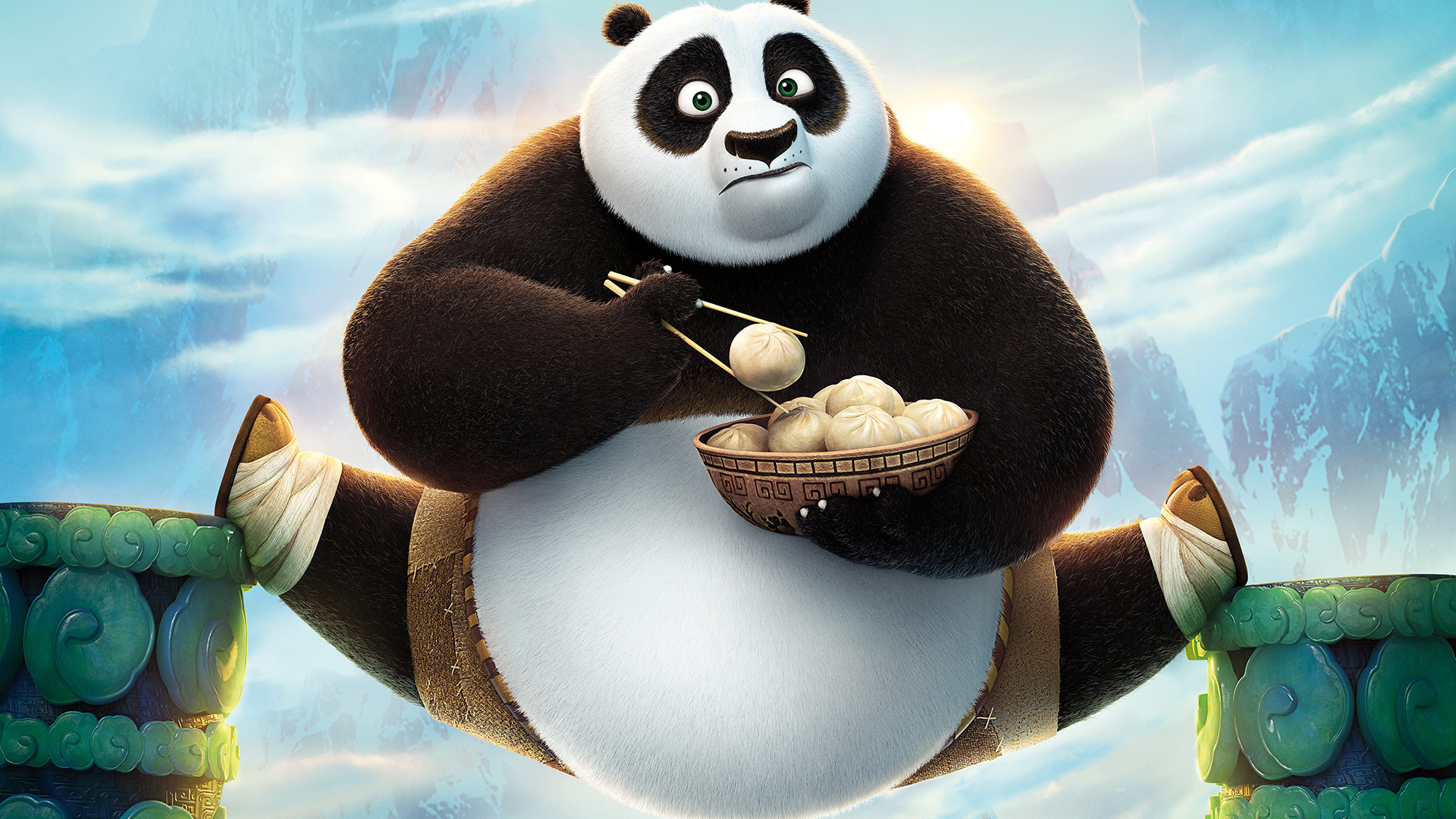 Po from Kung Fu Panda eating dumplings HD Wallpaper