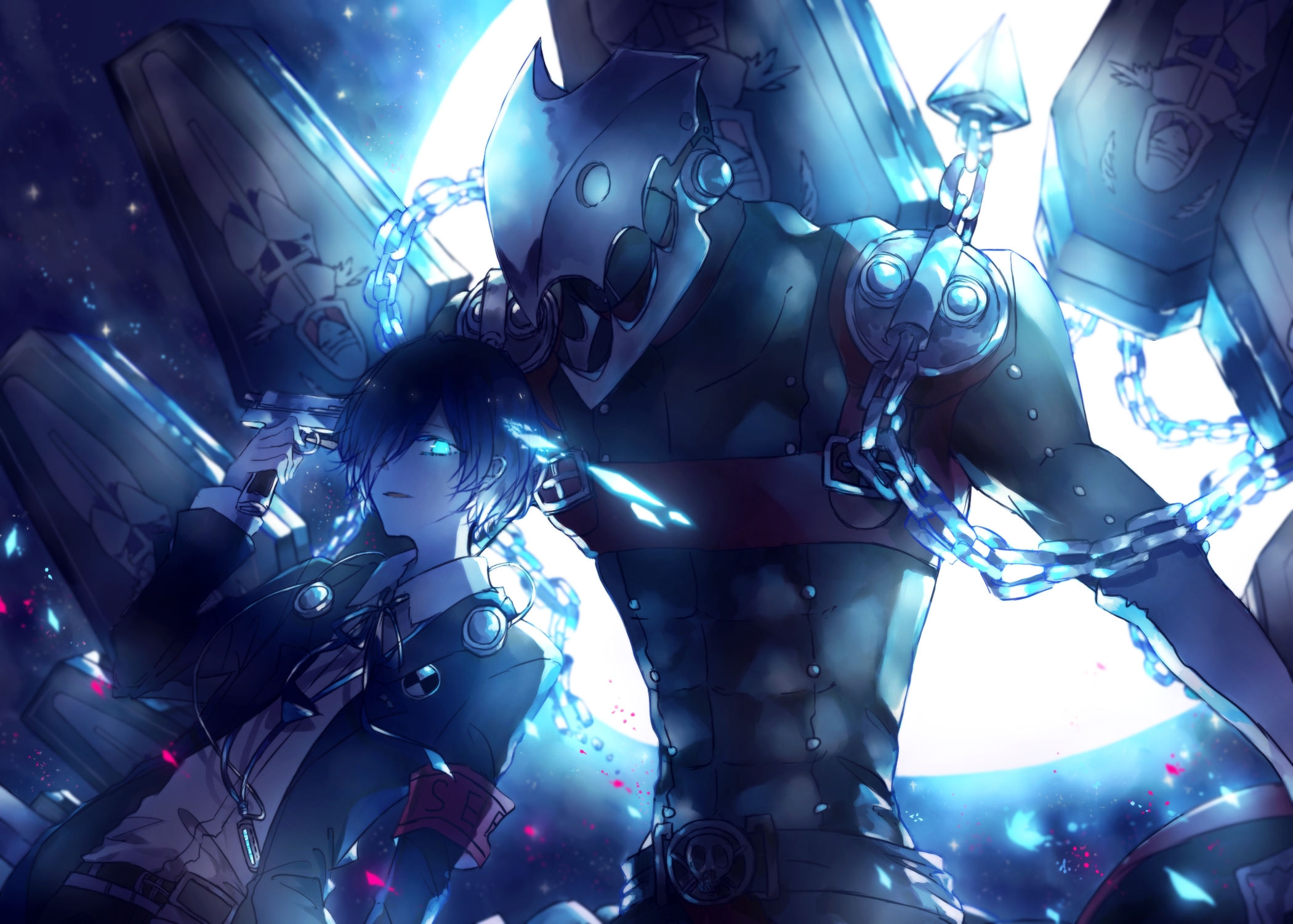 Minato Arisato with Persona from Persona 3 HD Wallpaper