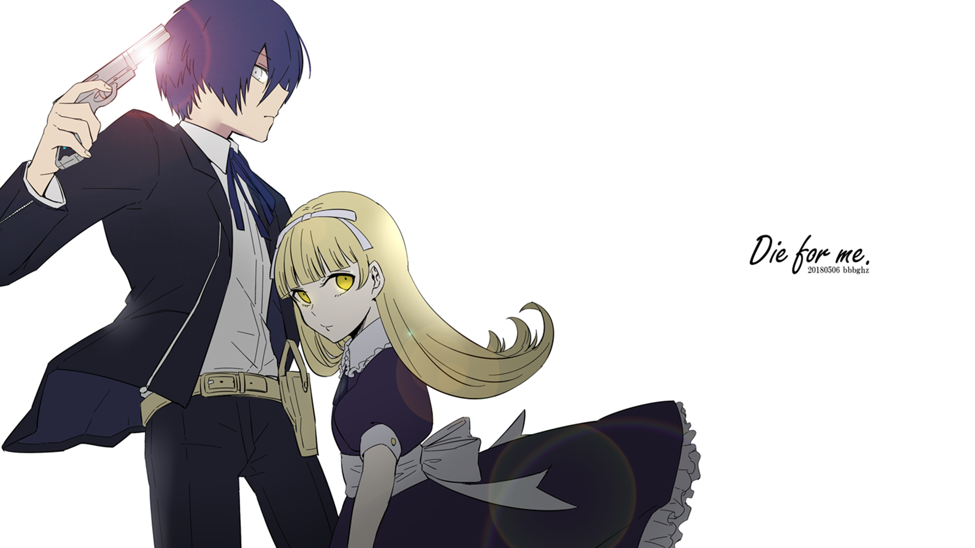 Minato Arisato and girl with gun HD Wallpaper