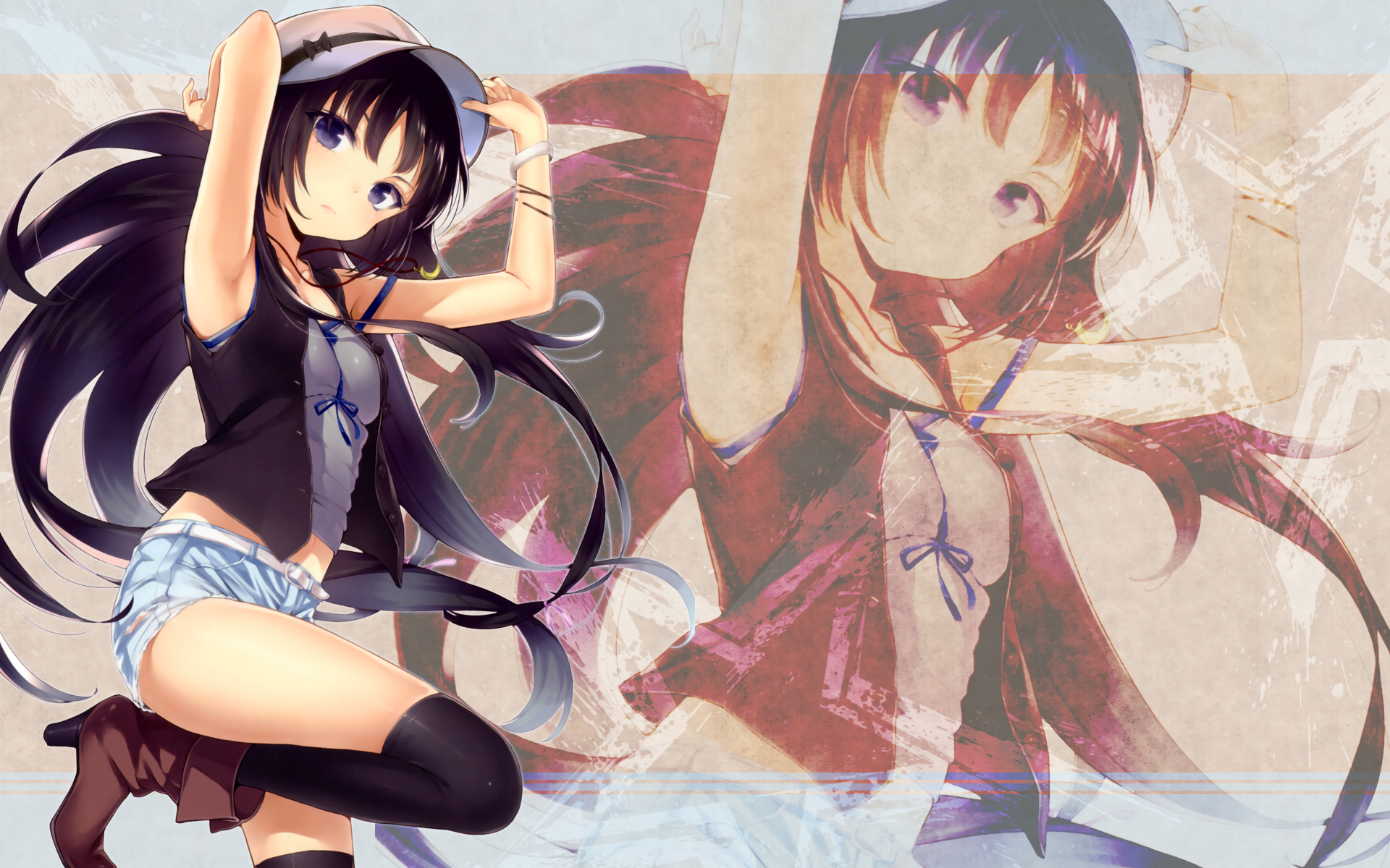Yozora Mikazuki anime girl with hat and shorts HD Wallpaper