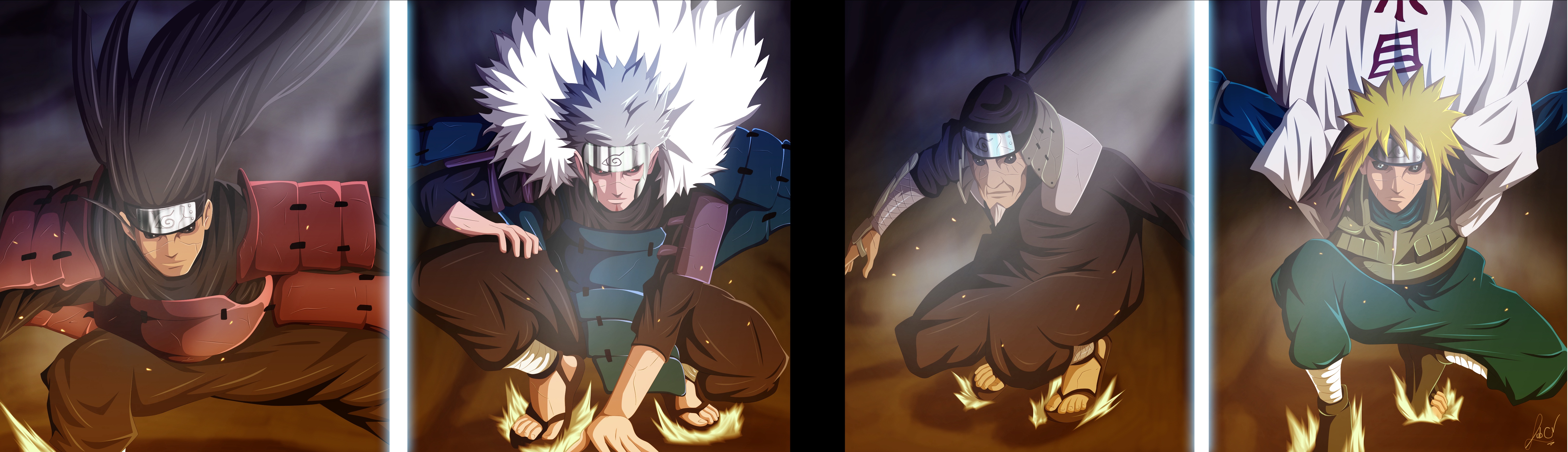 Four Hokage from Naruto HD Wallpaper