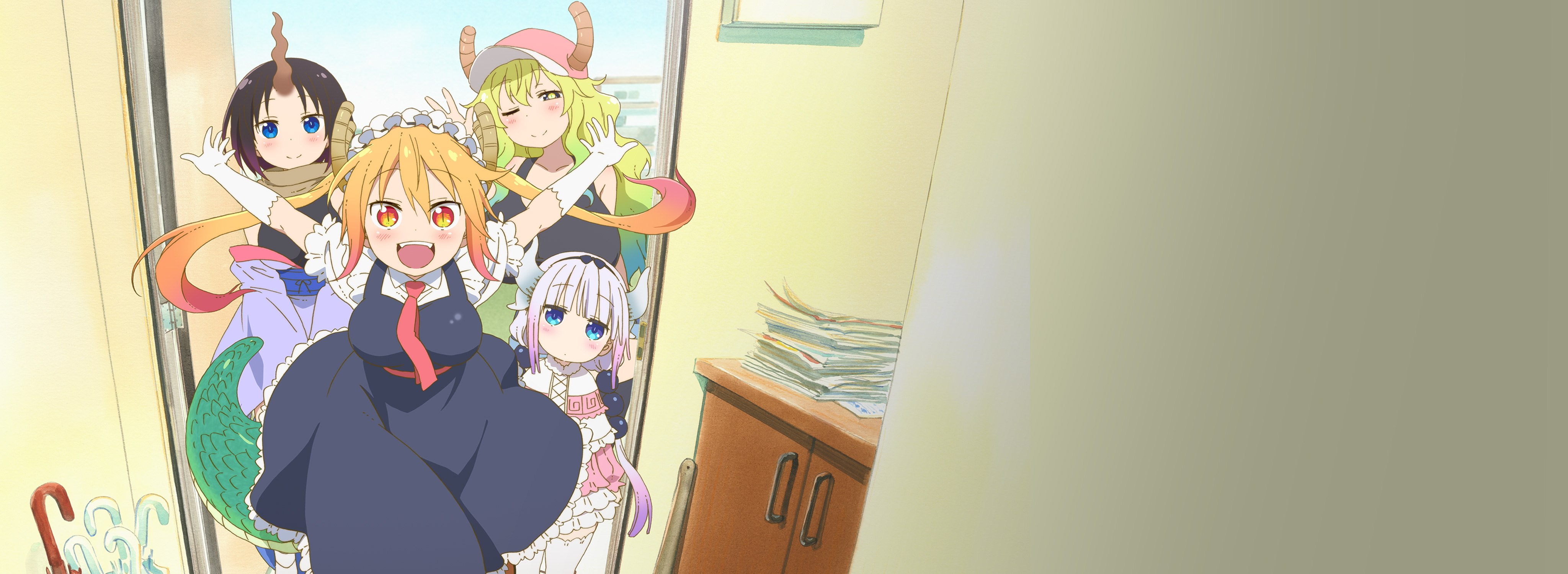 Elma and friends from Miss Kobayashi's Dragon Maid HD Wallpaper