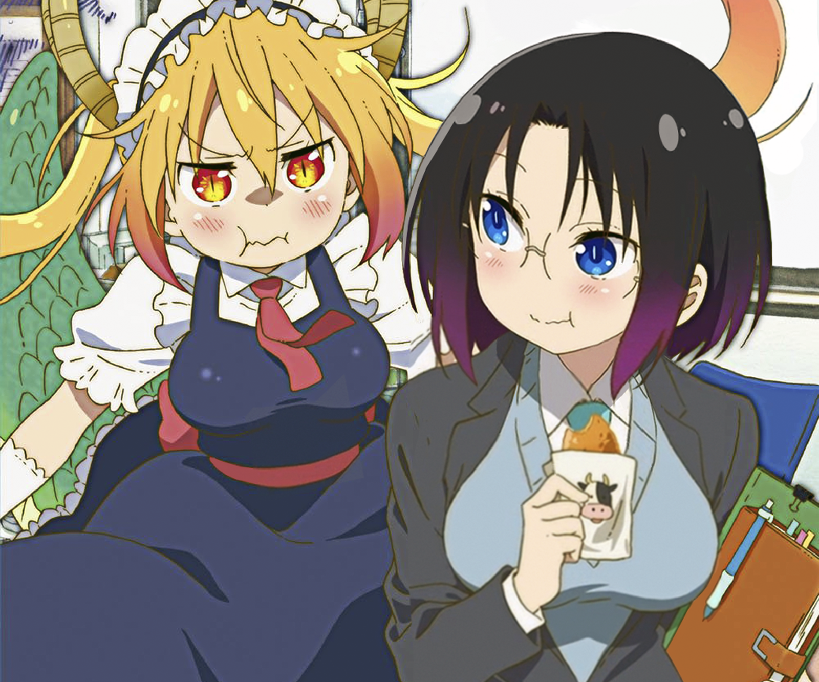 Tohru and Elma from Miss Kobayashi's Dragon Maid HD Wallpaper