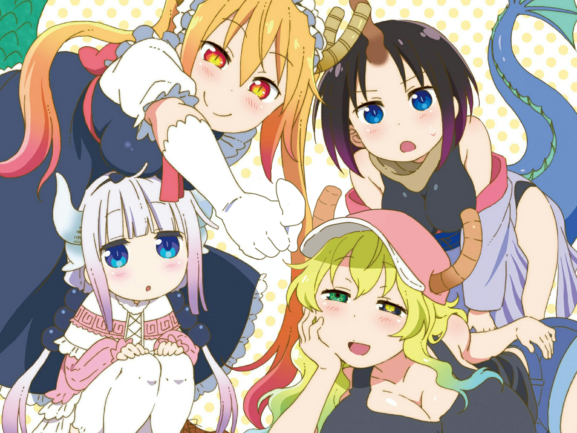 Kobayashi's Dragon Maid Characters HD Wallpaper