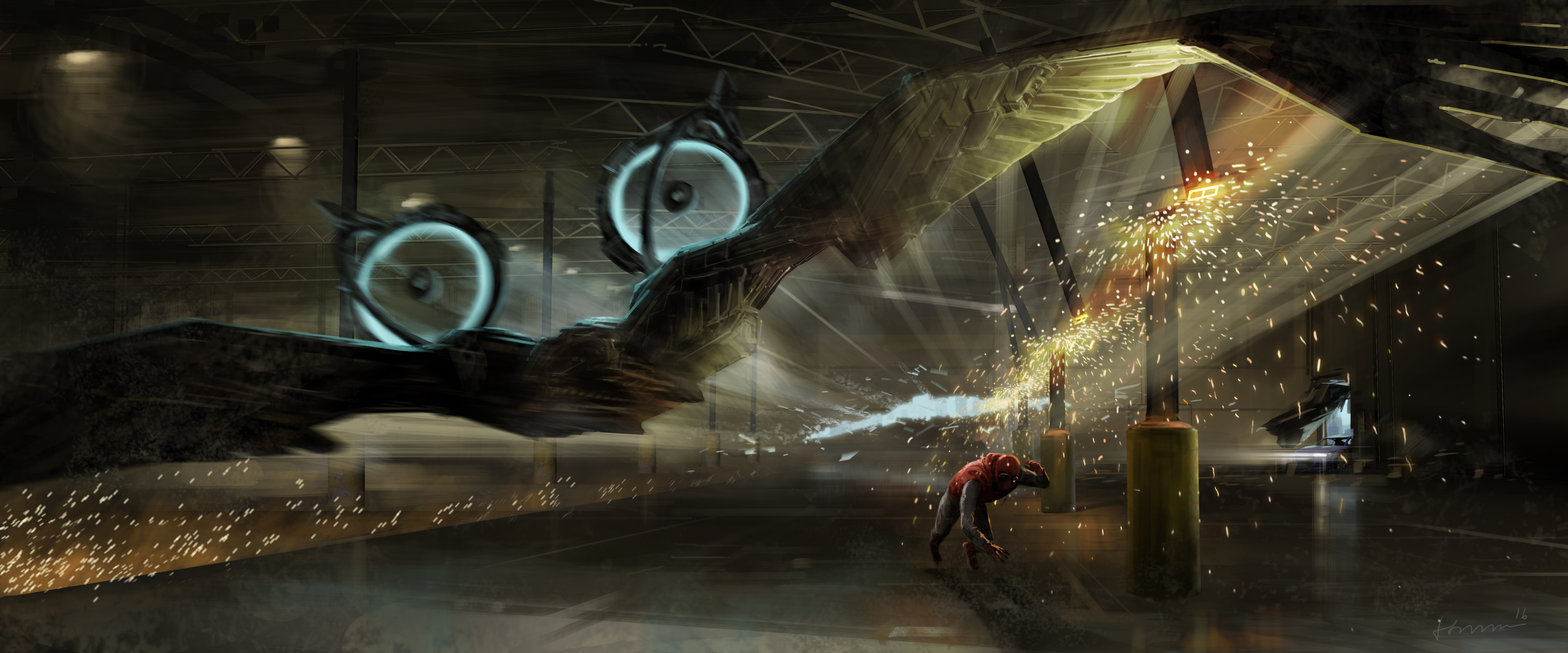 Vulture from Marvel Comics in a hangar HD Wallpaper