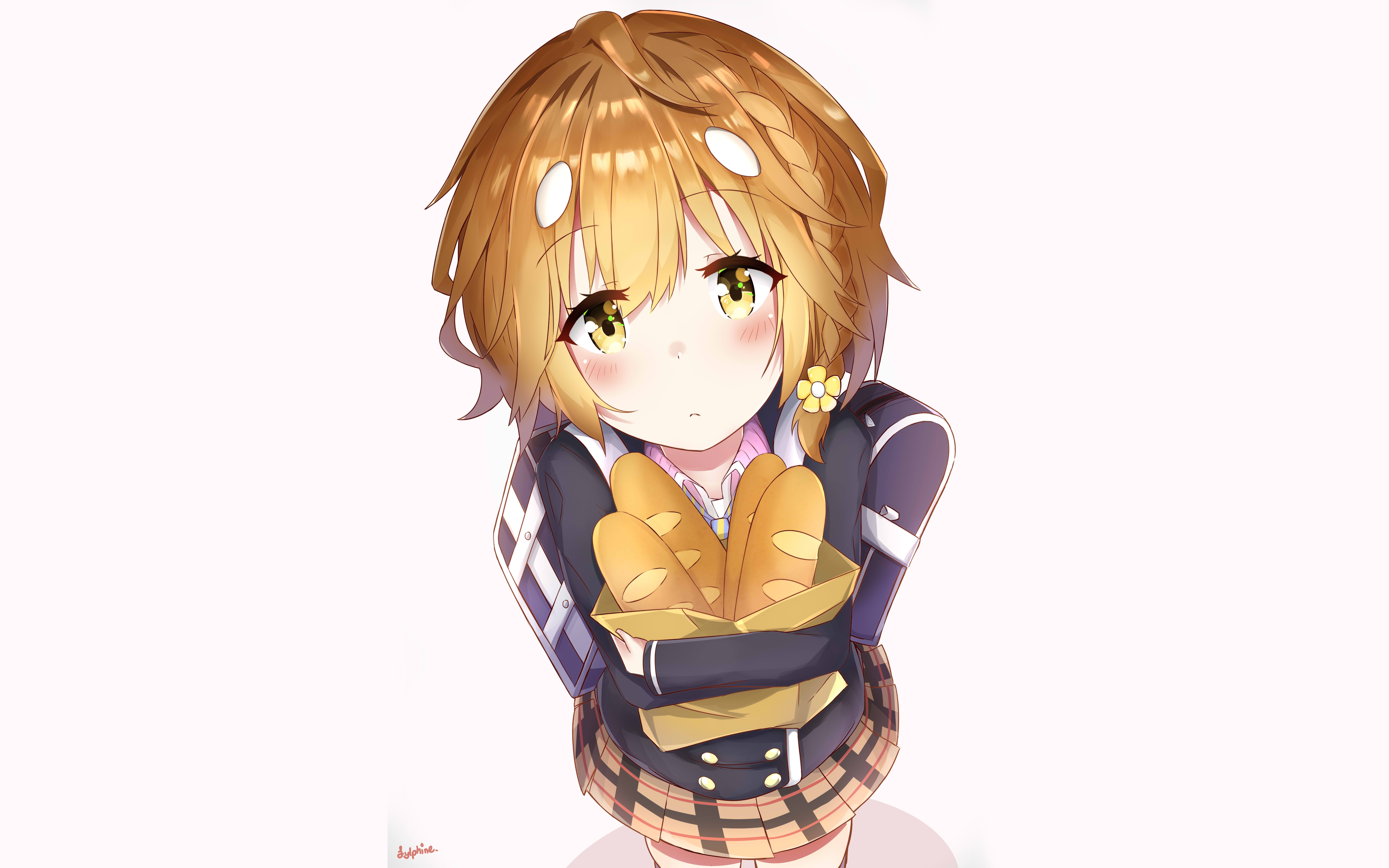 Yoshino Koiwai holding baguettes HD Wallpaper