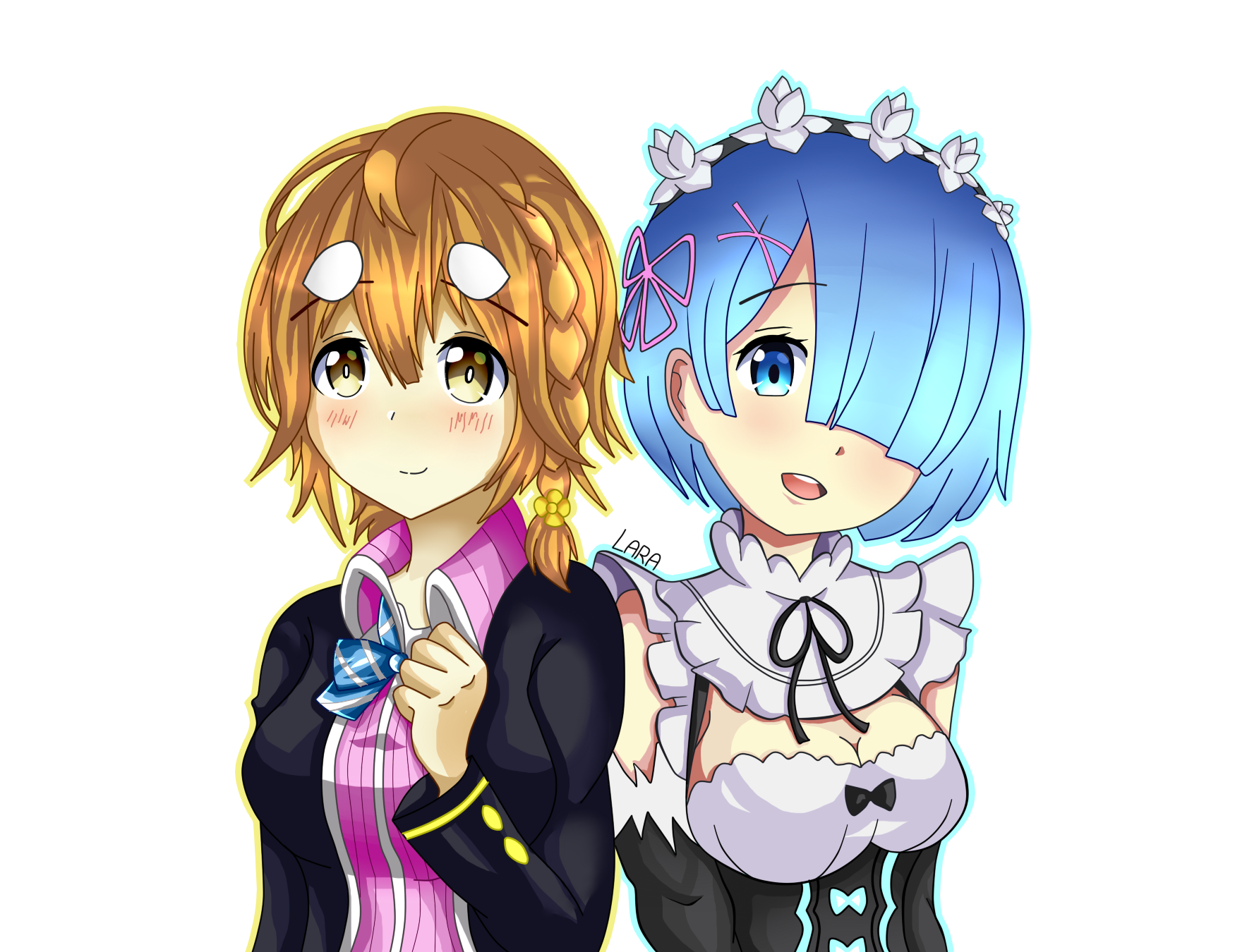 Yoshino Koiwai and Rem from Re:Zero HD Wallpaper
