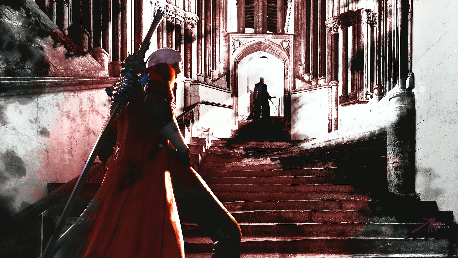 Vergil from Devil May Cry standing on stairs HD Wallpaper