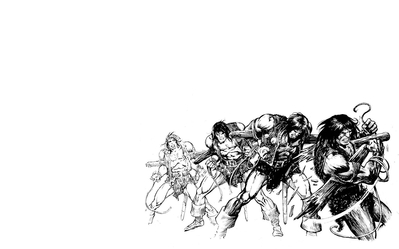 Four warriors carrying logs HD Wallpaper