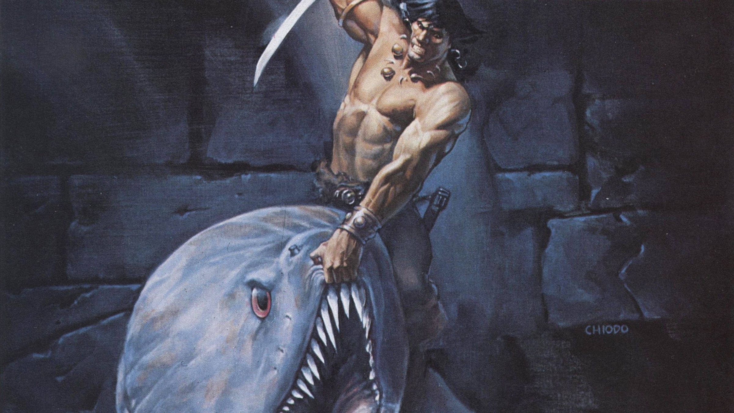 Conan fighting a shark HD Wallpaper