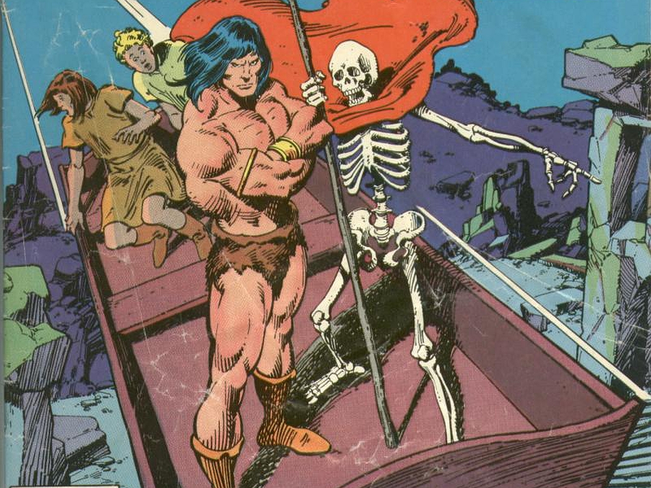 Conan the Barbarian on a boat with a skeleton HD Wallpaper