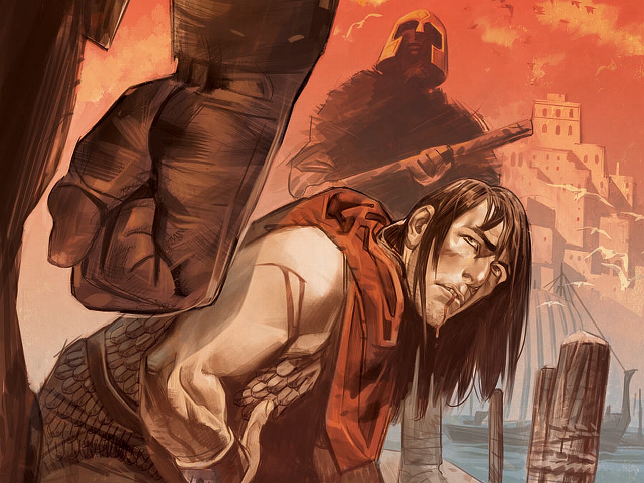 Conan the Barbarian in a port town HD Wallpaper