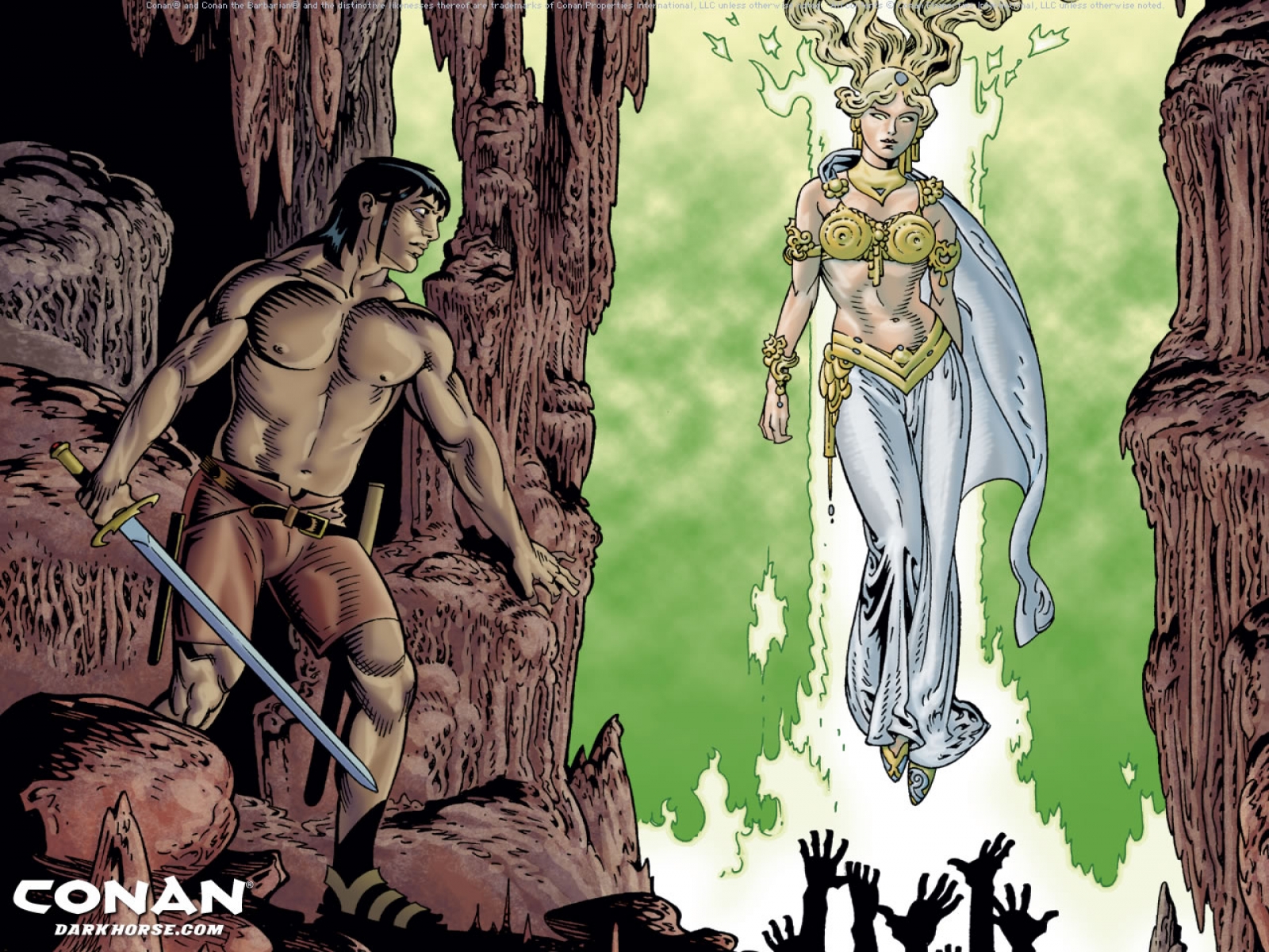 Conan the Barbarian and a Goddess in a Cave HD Wallpaper