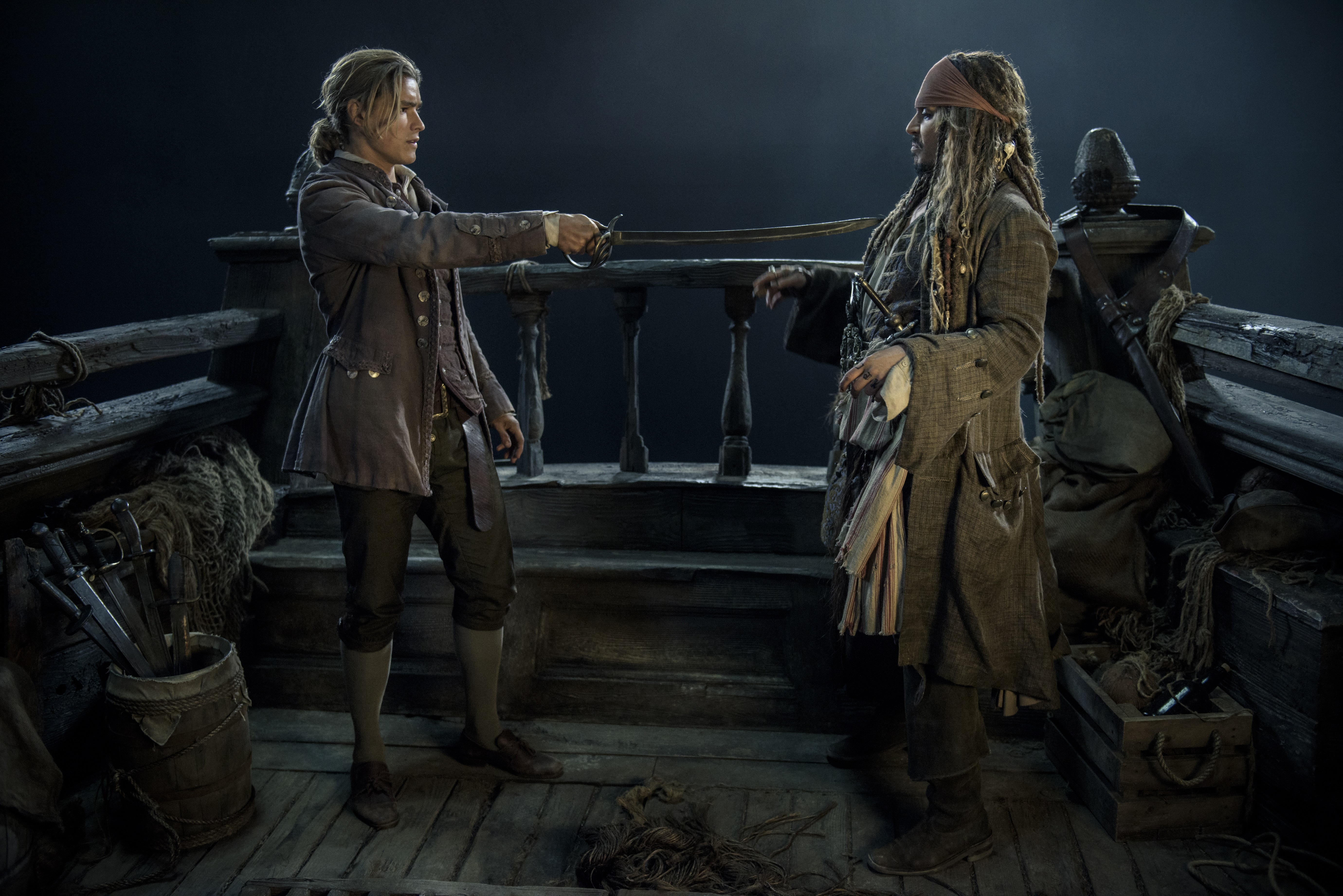 Henry Turner and Jack Sparrow on a ship HD Wallpaper
