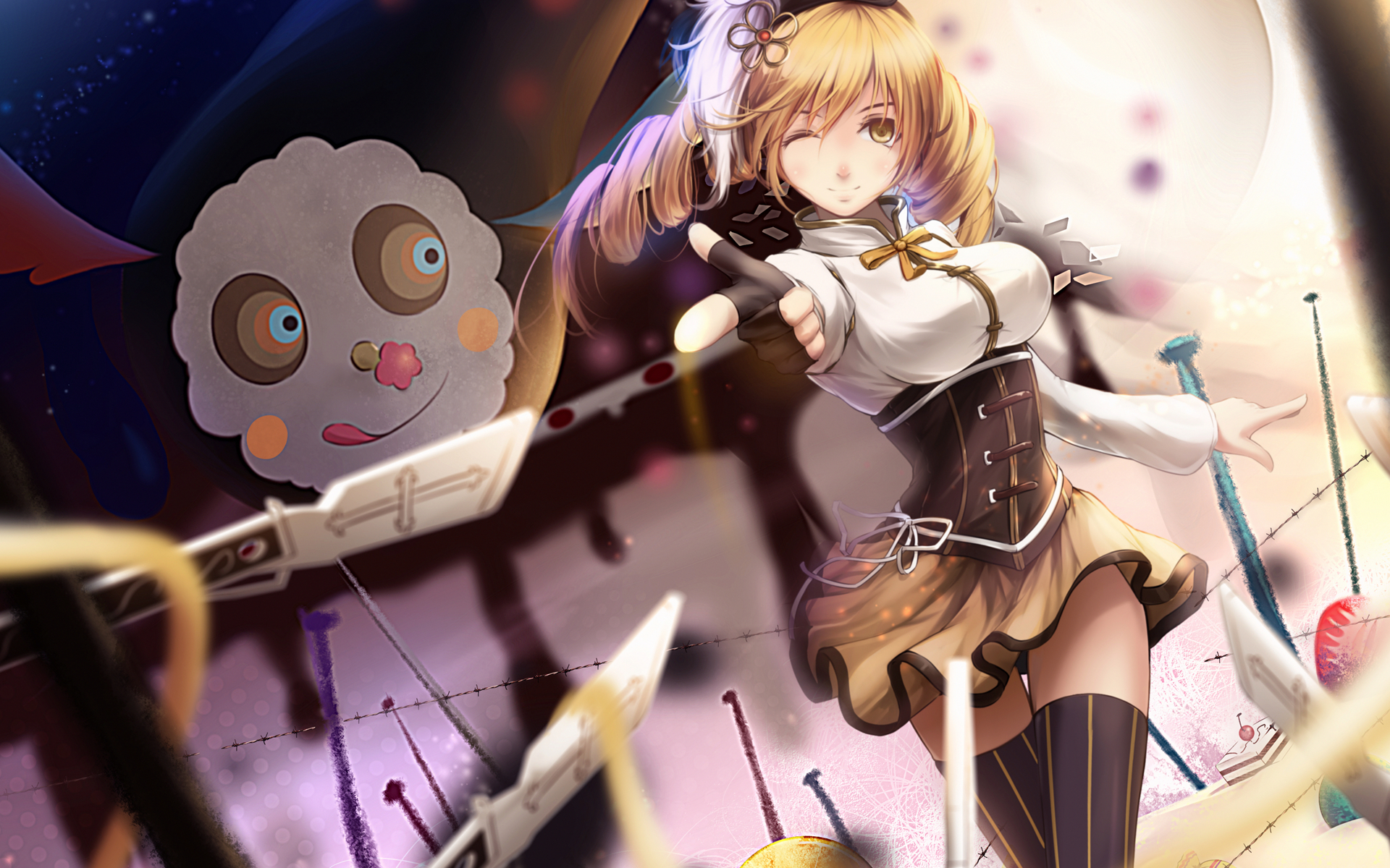 Mami Tomoe and Charlotte from Puella Magi Madoka Magica HD Wallpaper
