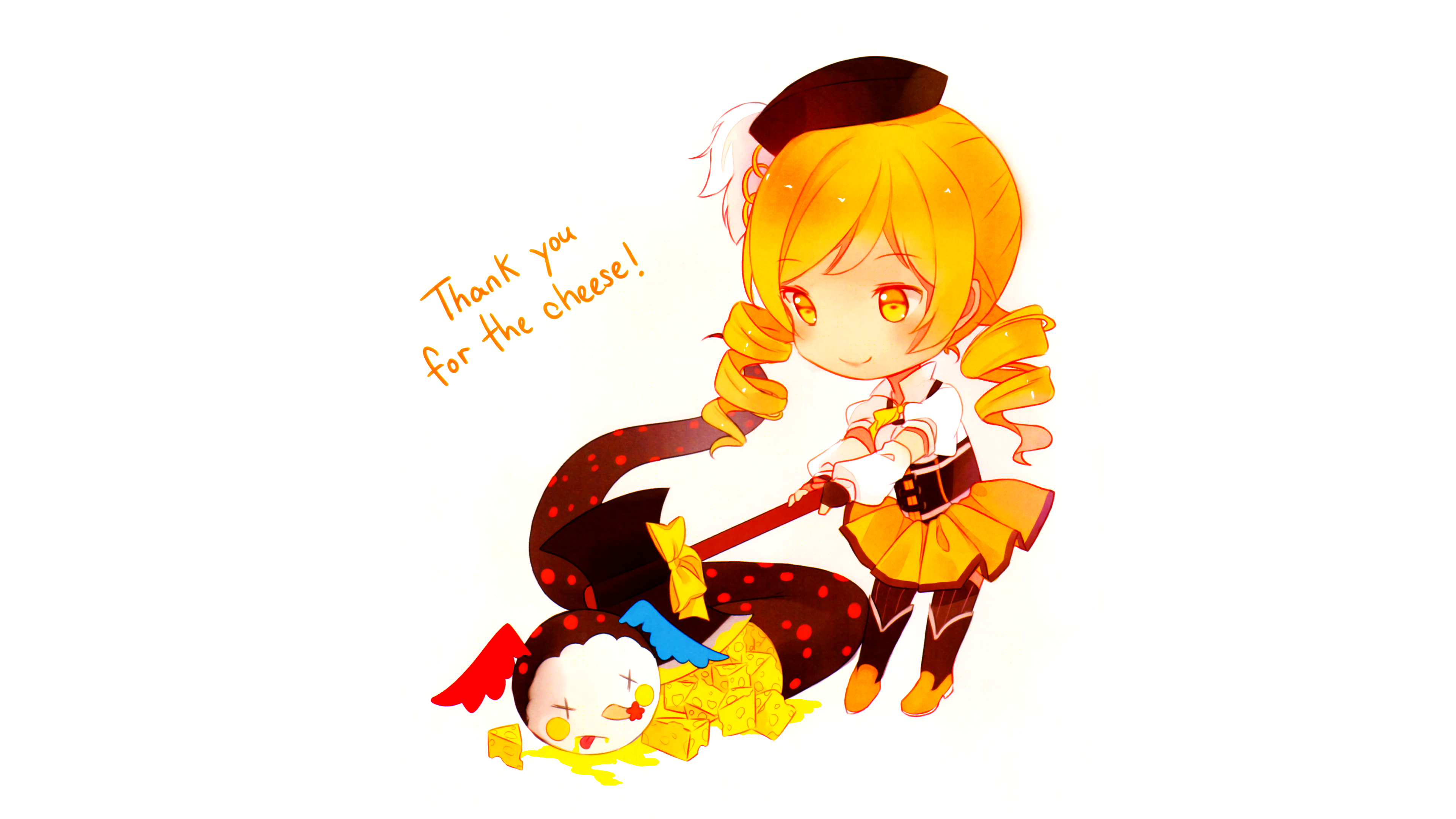 Mami Tomoe from Puella Magi Madoka Magica with cheese HD Wallpaper