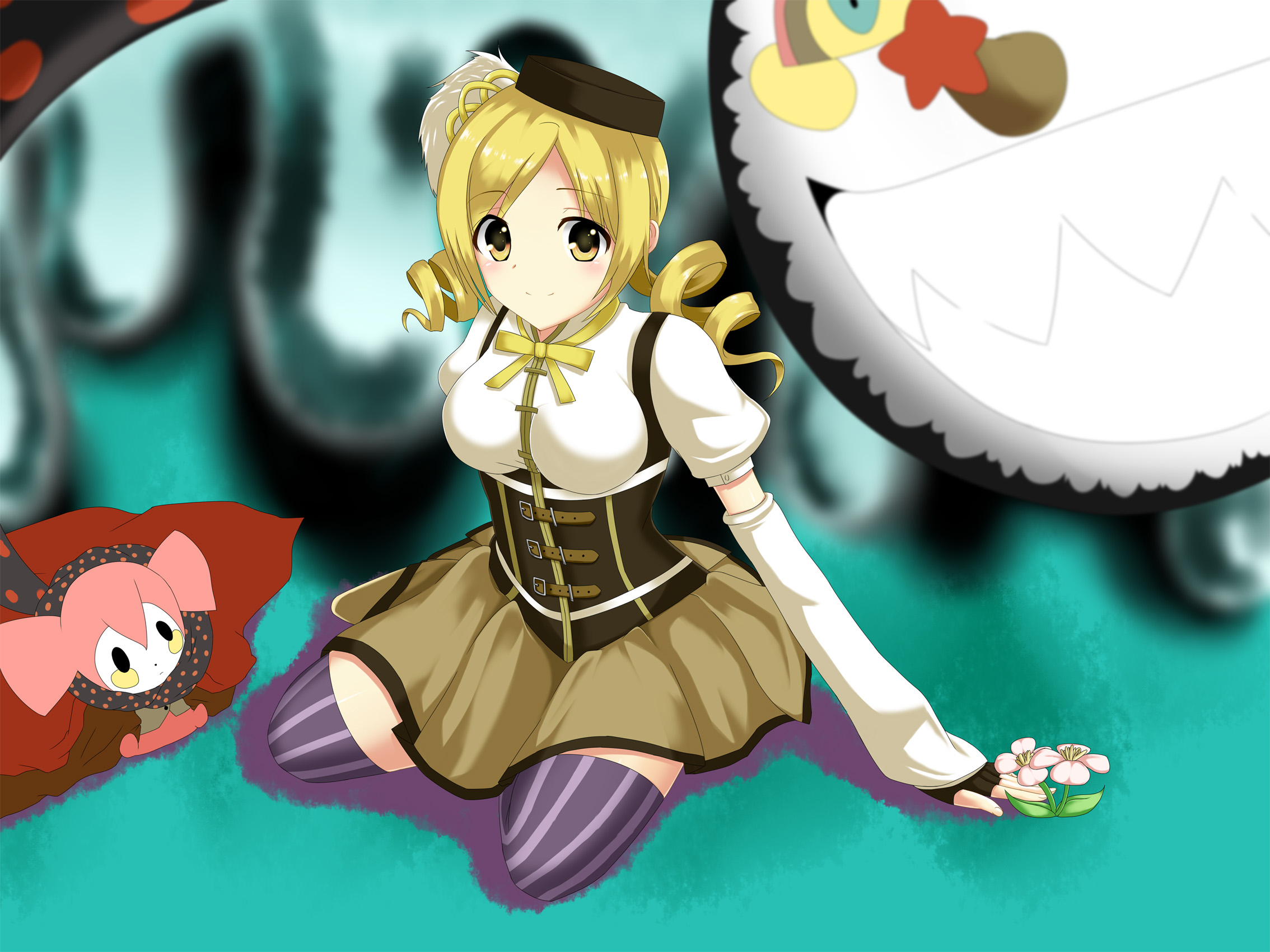 Mami Tomoe and Charlotte from Puella Magi Madoka Magica HD Wallpaper