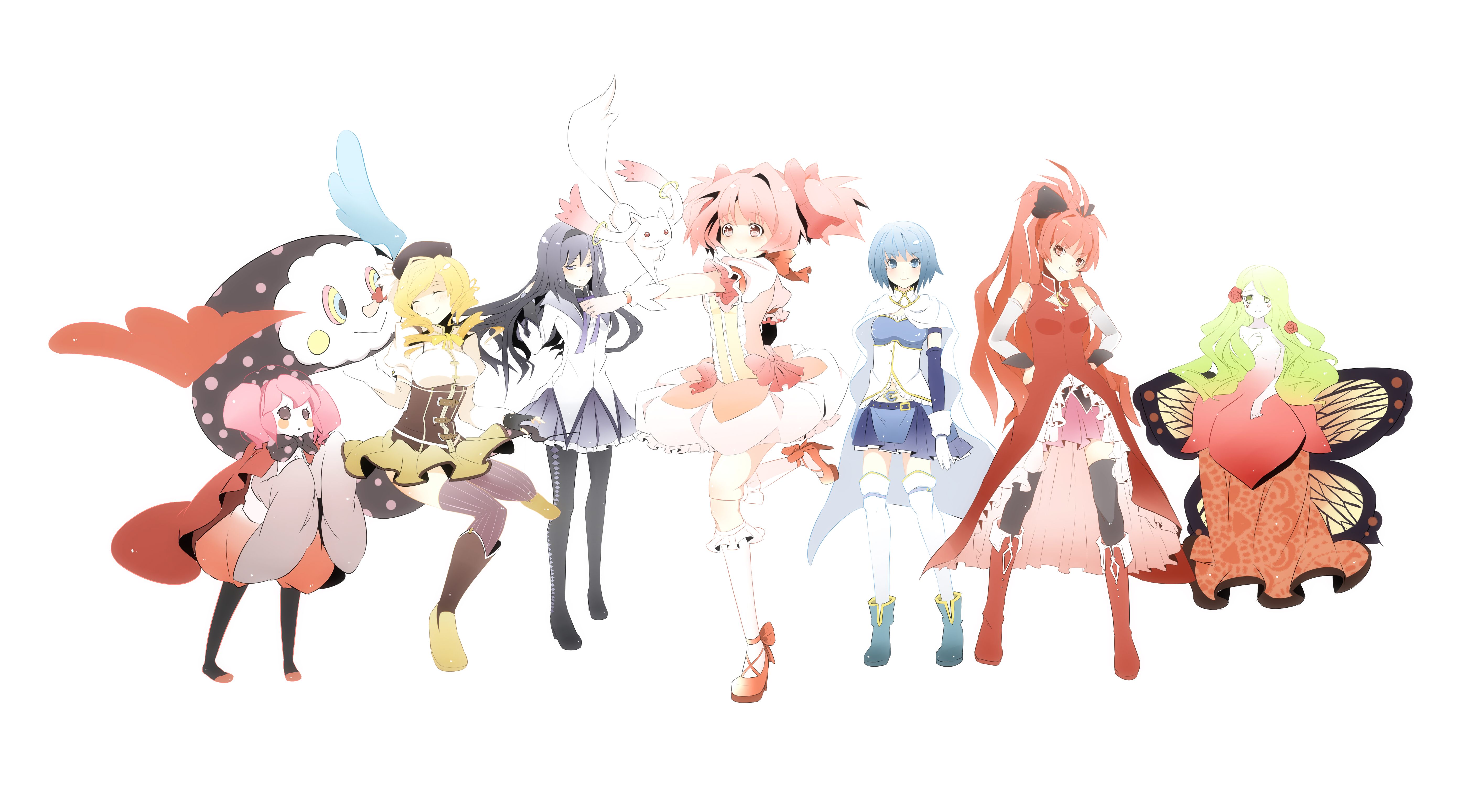 Charlotte and magical girls from Puella Magi Madoka Magica HD Wallpaper