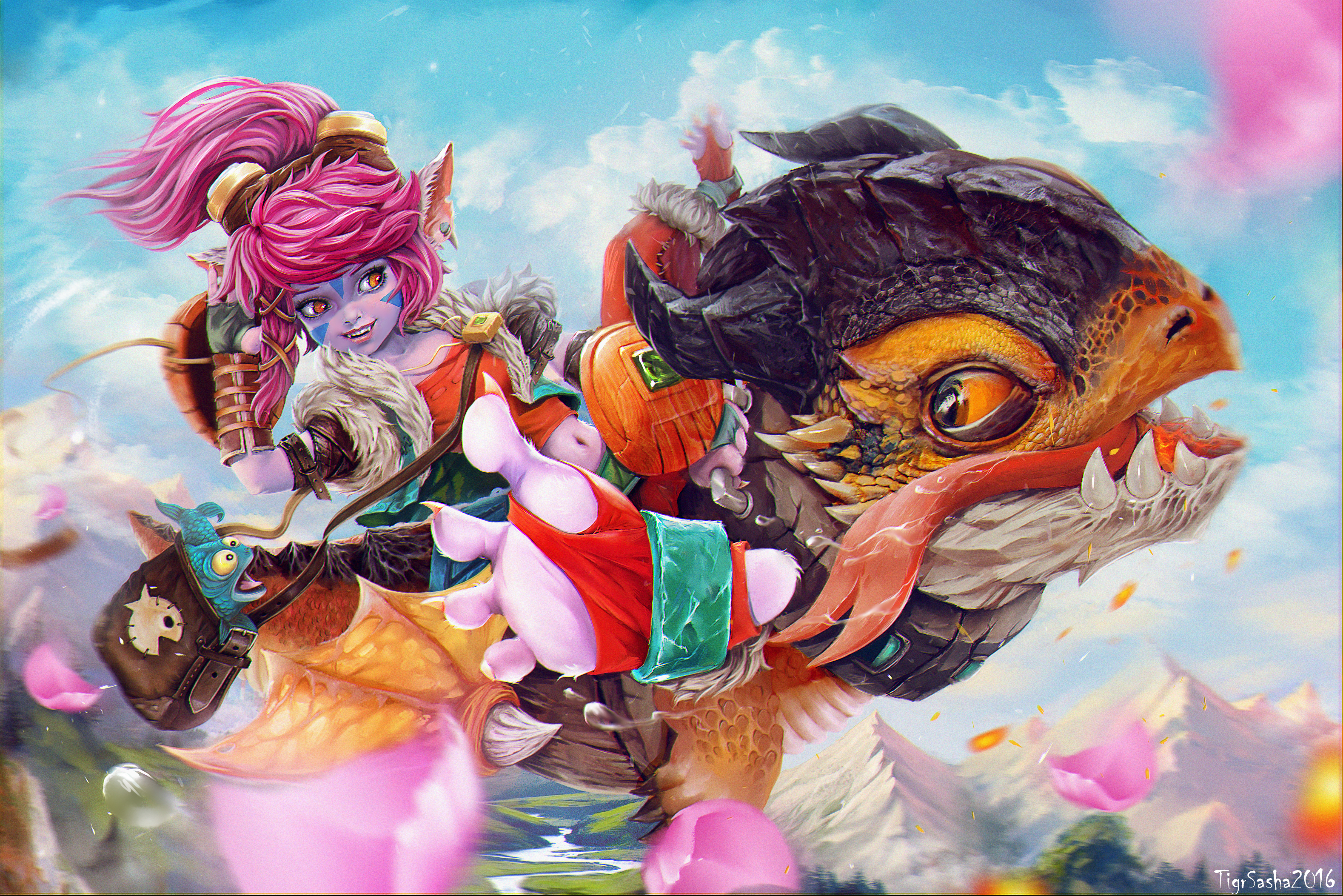 Tristana riding a dragon from League of Legends HD Wallpaper
