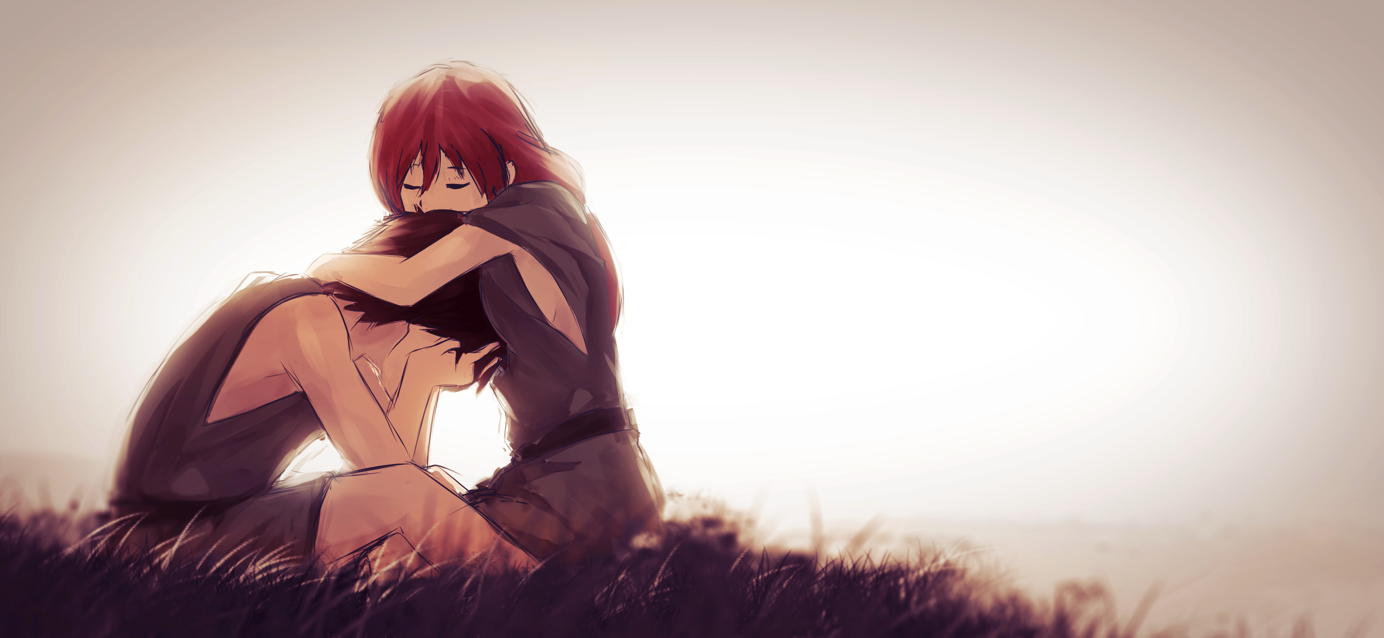 Haruhiro from Grimgar of Fantasy and Ash hugging another person HD Wallpaper