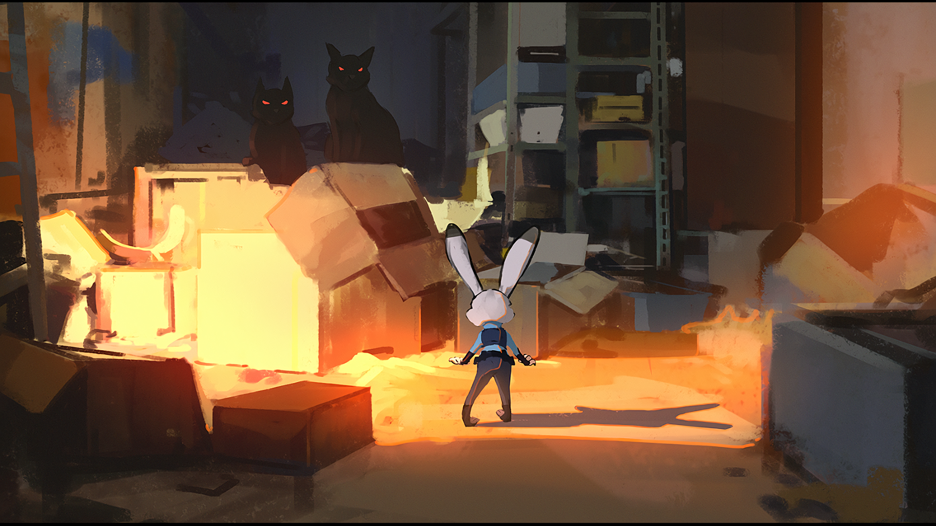 Judy Hopps in a dark storage room HD Wallpaper