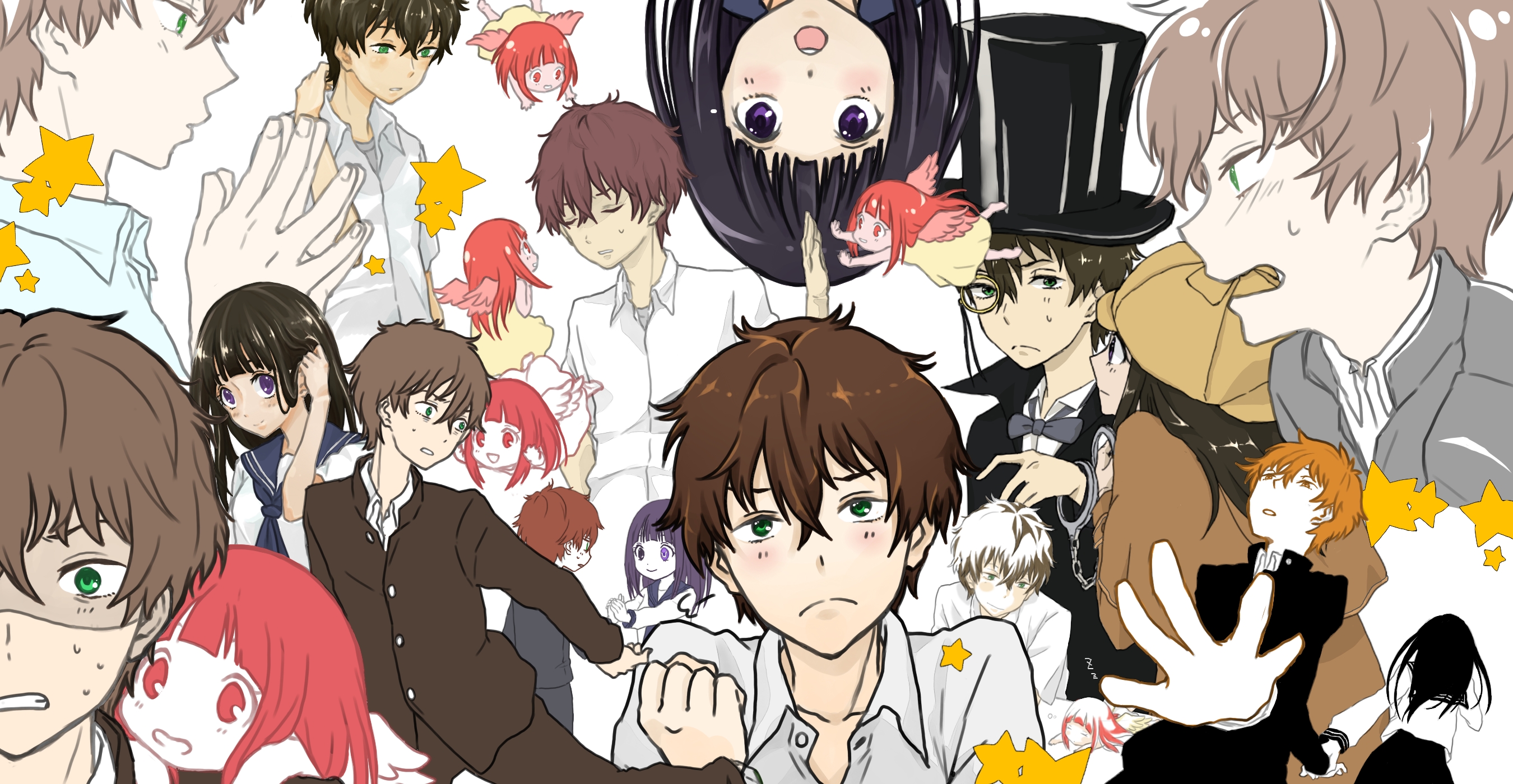Hyouka Satoshi Fukube and friends collage HD Wallpaper