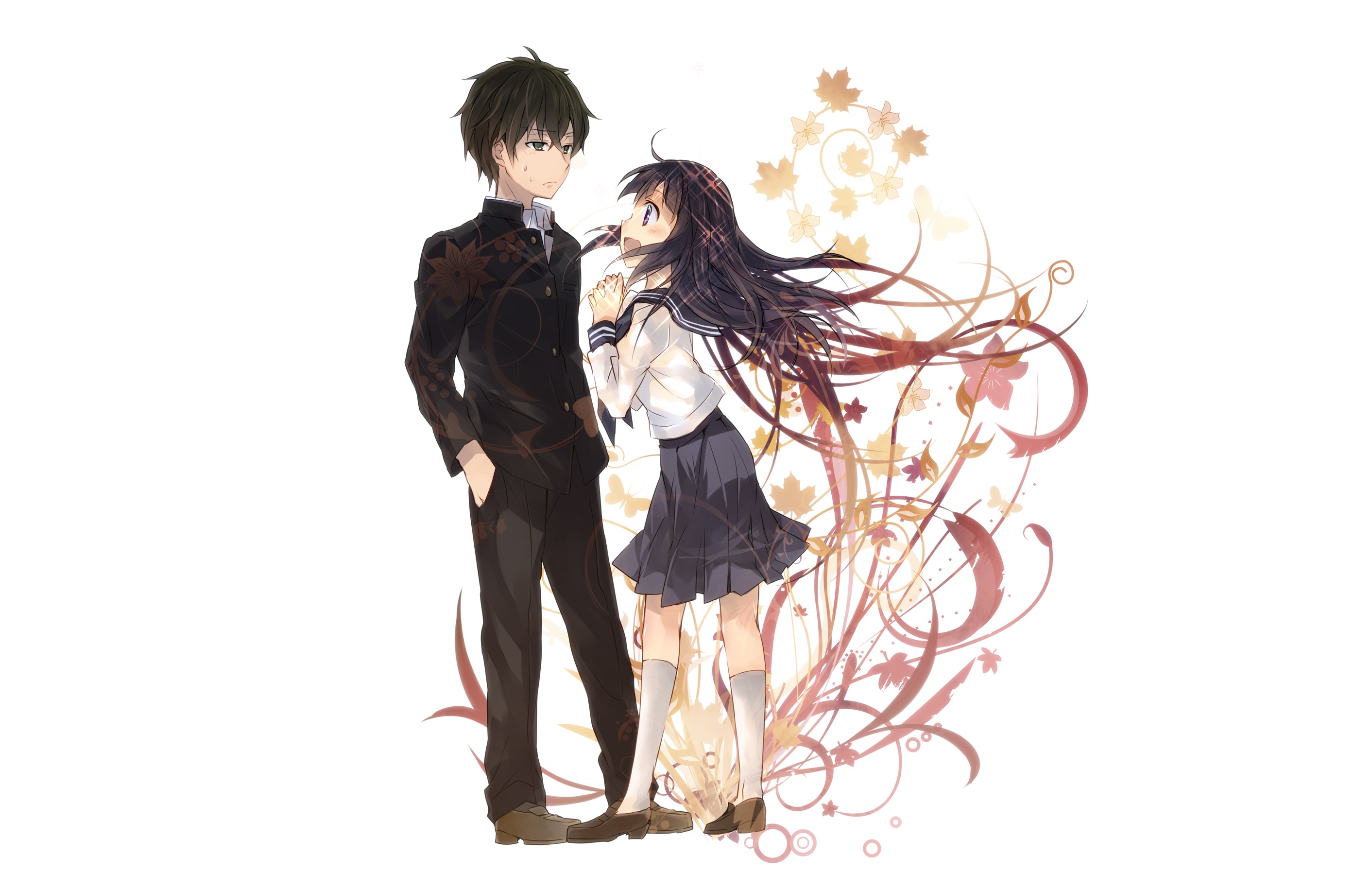 Hyouka Satoshi Fukube and Chitanda Eru HD Wallpaper