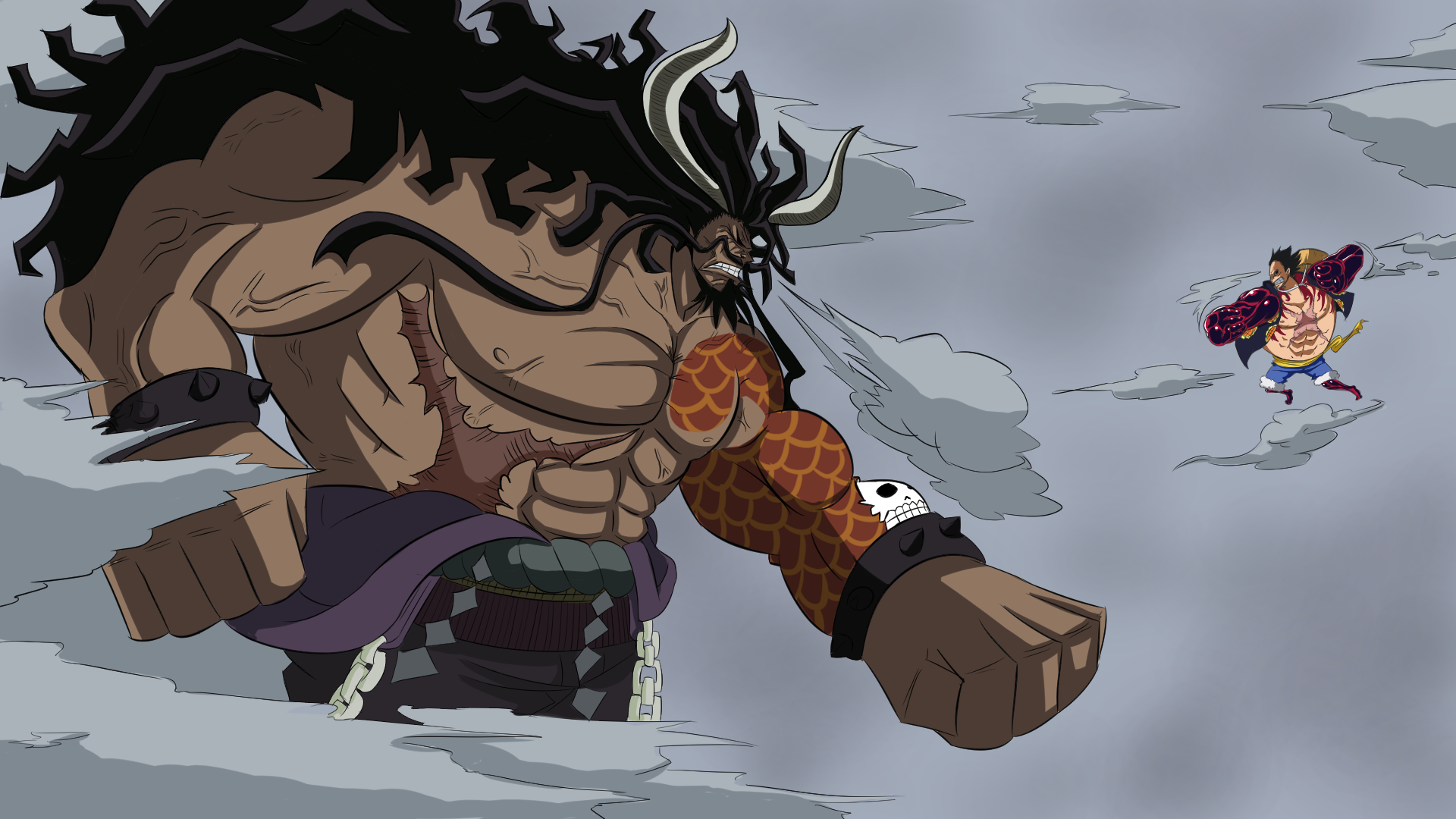 Kaido and Luffy from One Piece HD Wallpaper