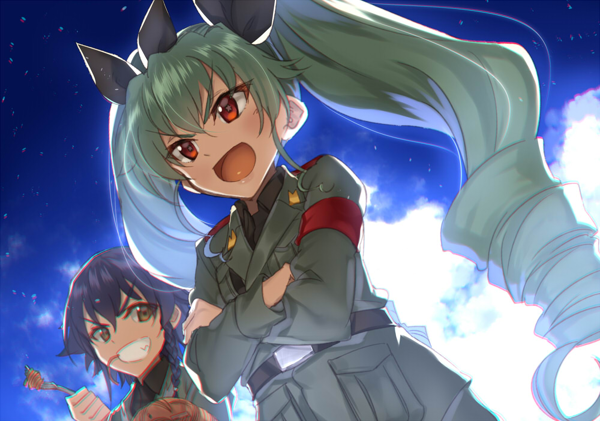 Anchovy and friend from Girls und Panzer HD Wallpaper