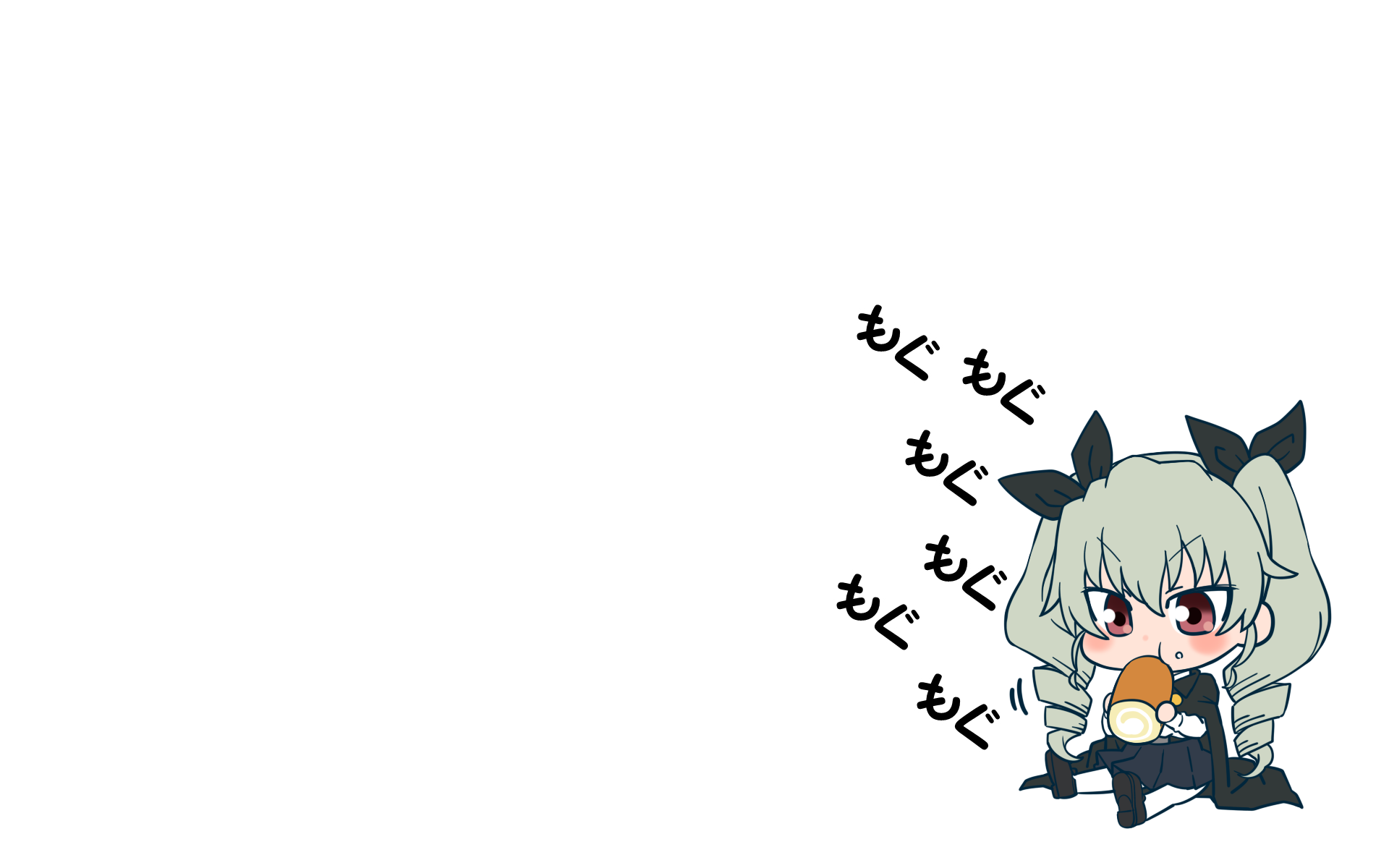 Anchovy from Girls und Panzer eating a roll cake HD Wallpaper