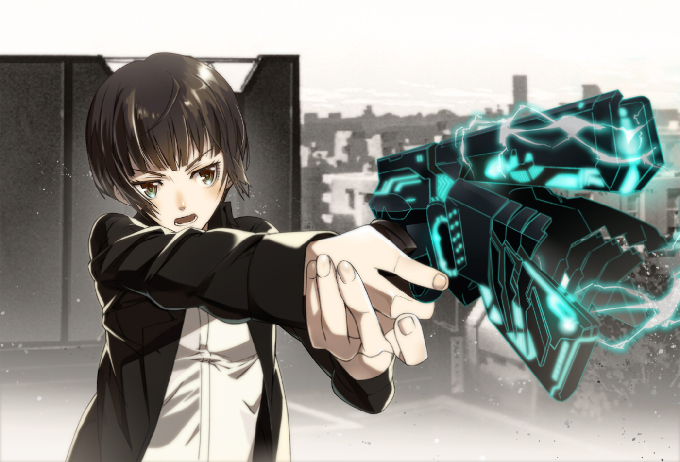 Akane Tsunemori from Psycho-Pass holding a Dominator HD Wallpaper
