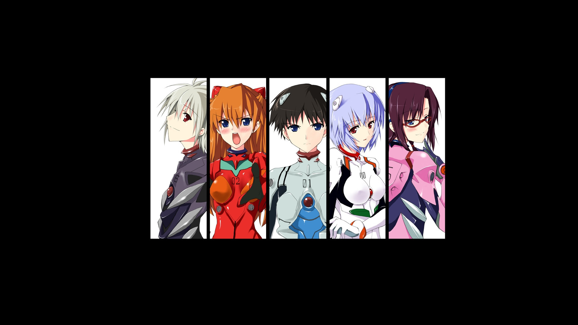 Evangelion Pilots in Plugsuits HD Wallpaper