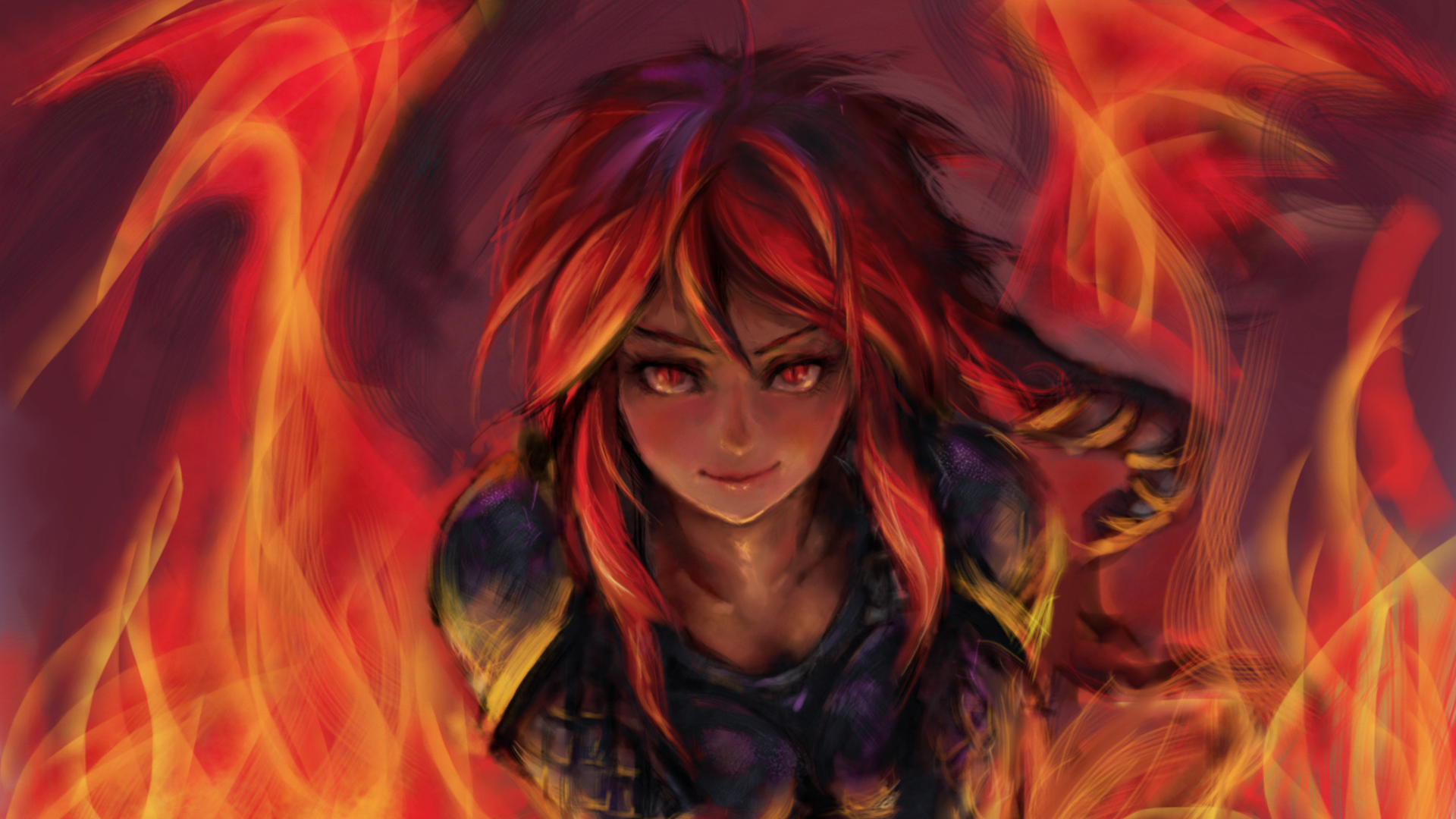 Shyvana from League of Legends surrounded by fire HD Wallpaper