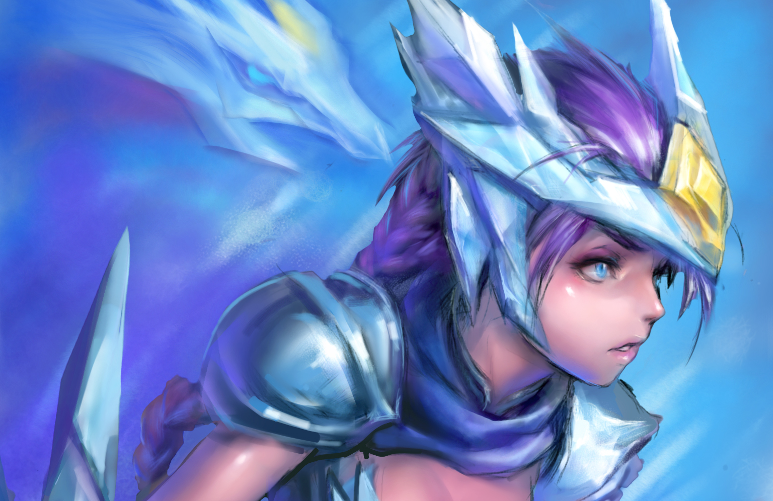 Shyvana from League of Legends with a dragon HD Wallpaper