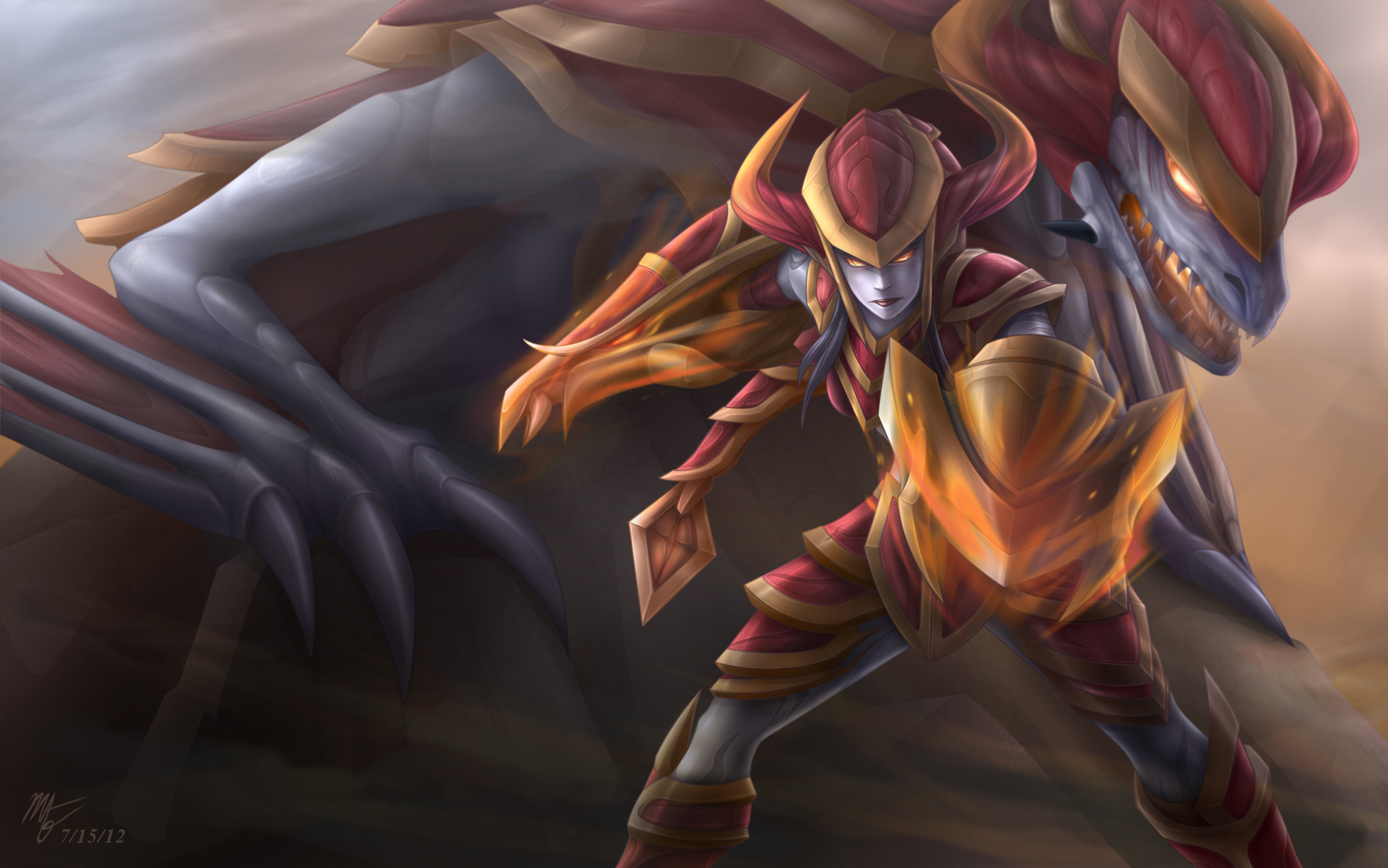 Shyvana from League of Legends with Dragon HD Wallpaper