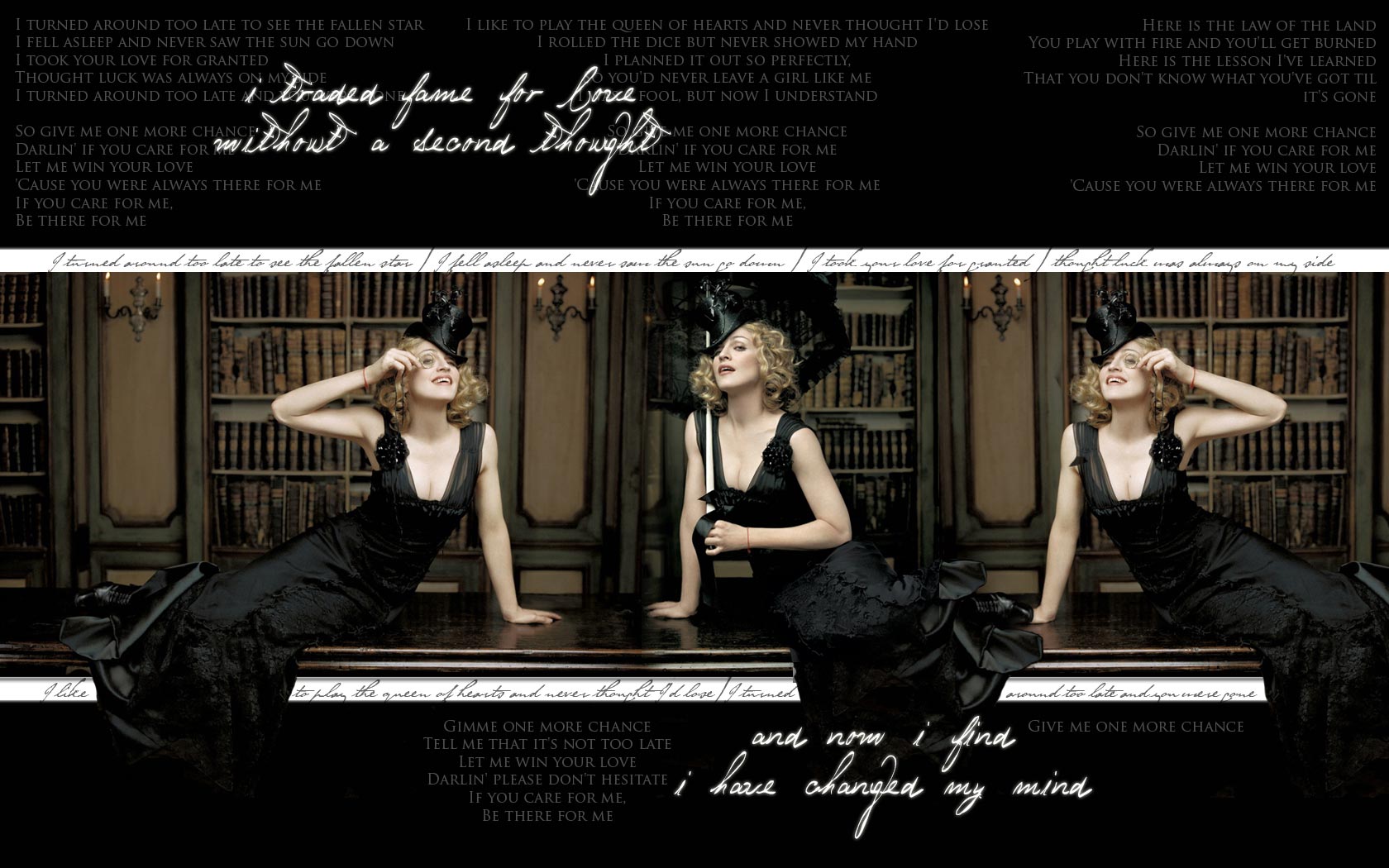 Madonna in black dress with lyrics HD Wallpaper