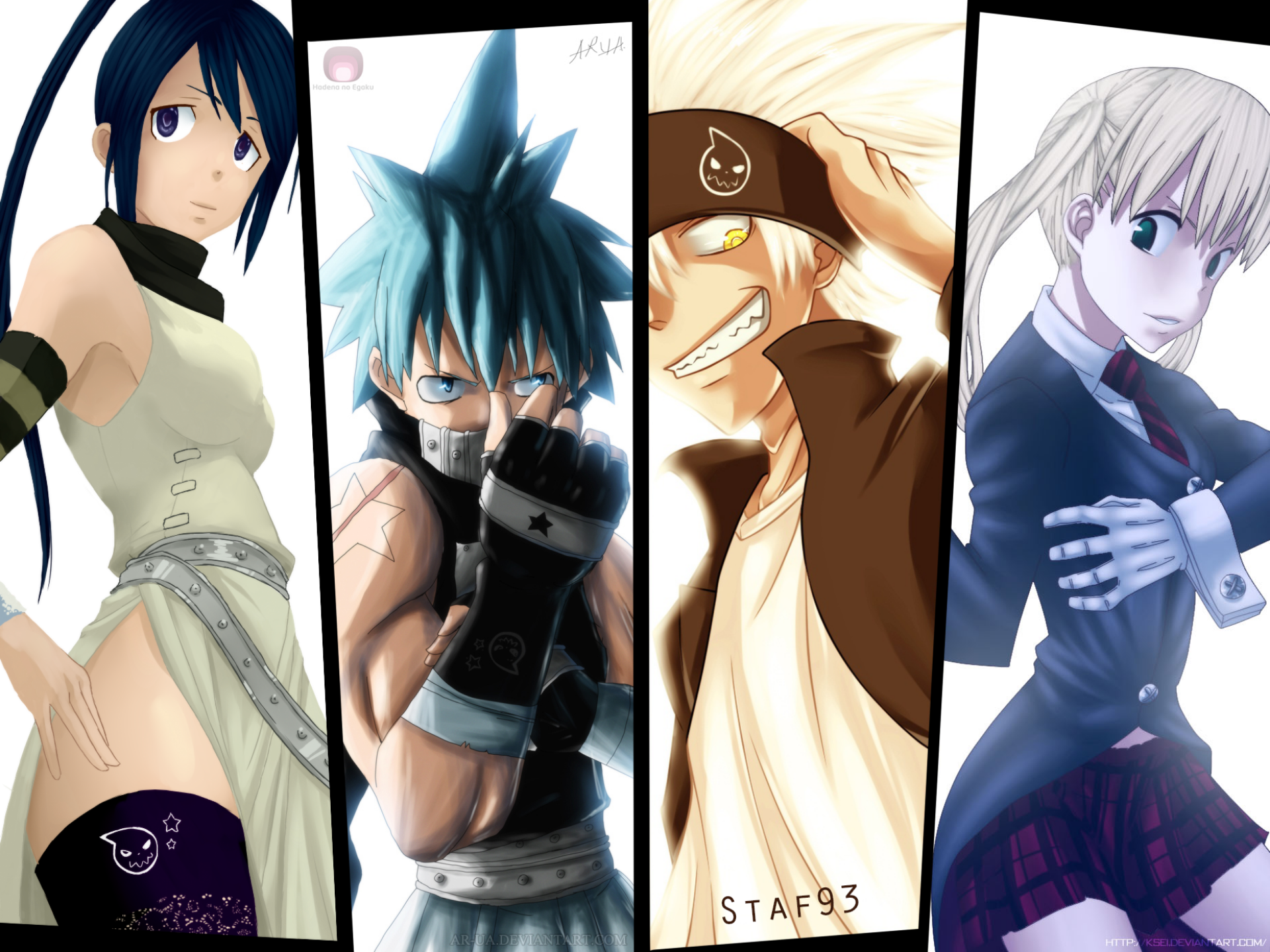 Soul Eater characters: Maka, Black Star, Soul, and Tsubaki HD Wallpaper
